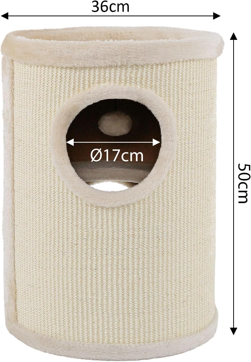 Kratztonne mit Spielball, Beige 50 cm Höhe