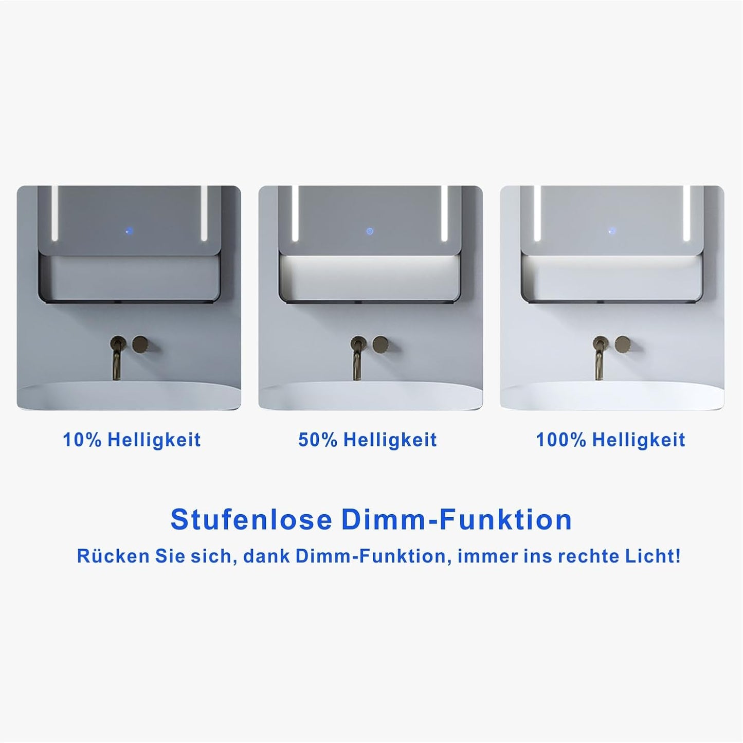 Badezimmerspiegel mit LED-Beleuchtung und Ablage, Schortens-Serie, 70L x 50B cm, Schortens-serie