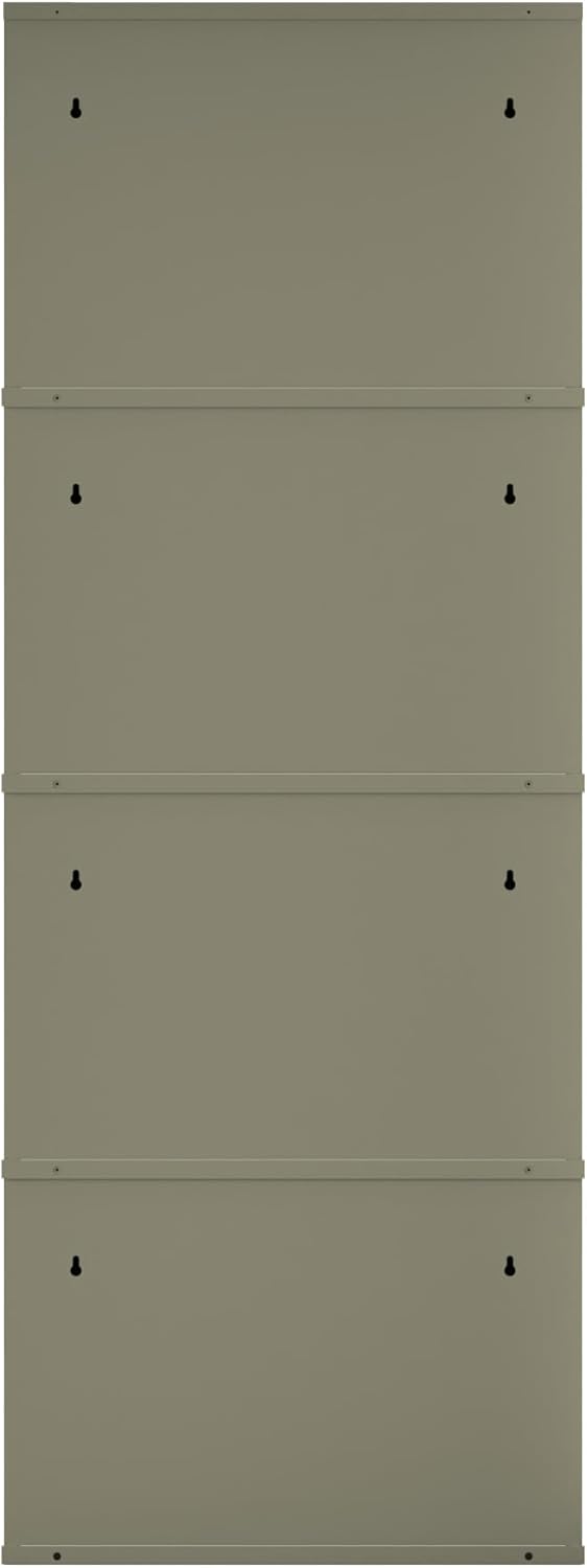 Hohes Schuhregal mit magnetischen Klappen, 4 Klappen Grau - Gris Galet