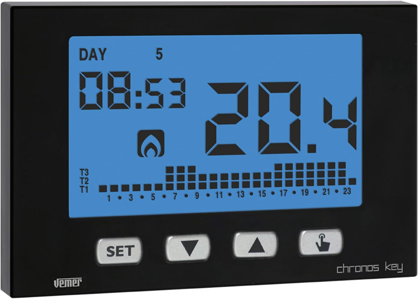 Chronos Key Digitaler Heizungsthermostat mit LCD, Schwarz