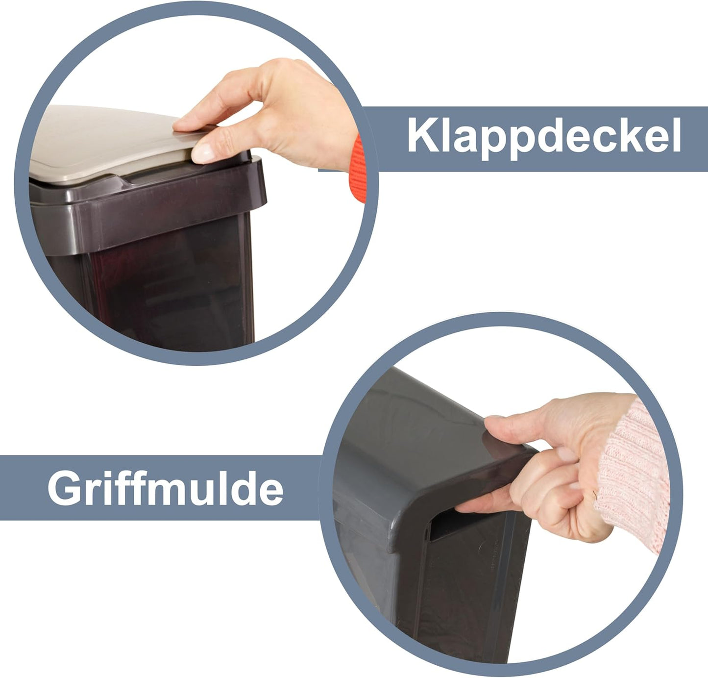 Mülltonne mit abnehmbarem Klappdeckel, Dunkelgrau 1 Stück