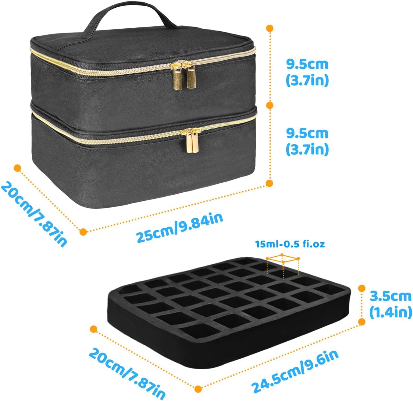 Nagellack Organizer für 30 Flaschen & Nagellampe, Nagellack Aufbewahrung Schwarz