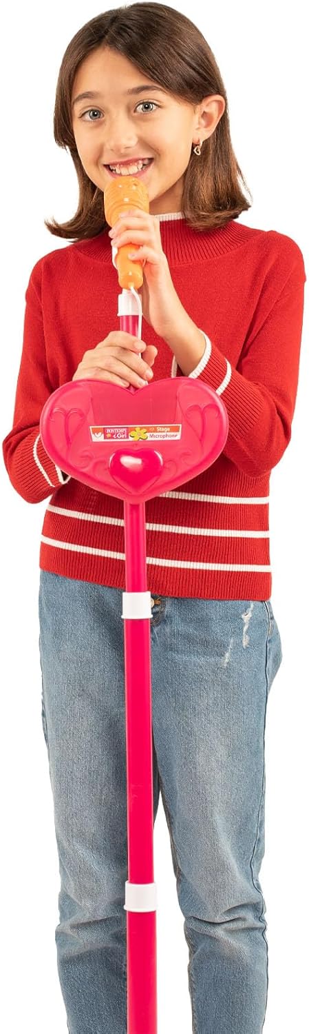 Kabelloses Bühnenmikrofon mit Sound- und Lichteffekten, 210x210x1000 mm Rosa