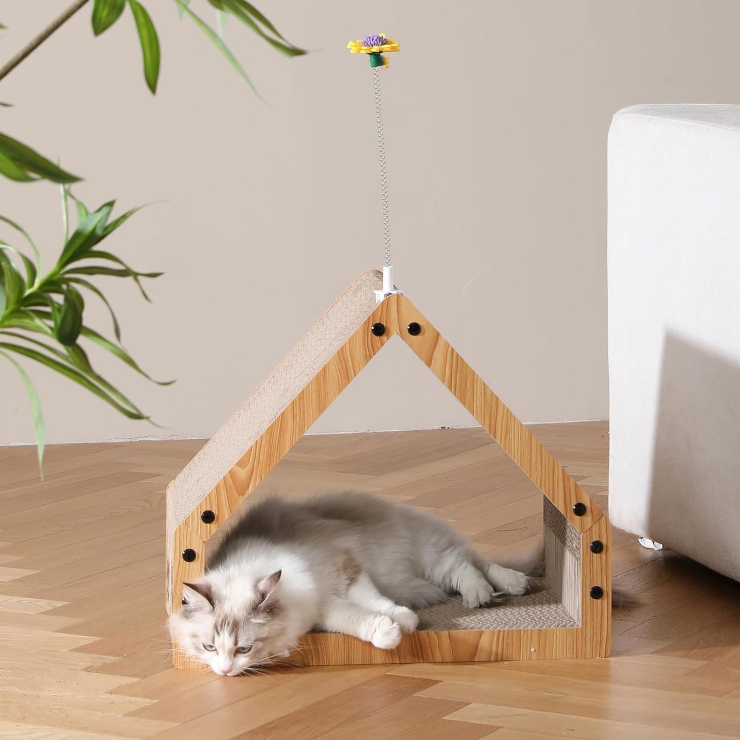Katzen-Kratzbrett in Hausform, Hausform-Kratzpappe