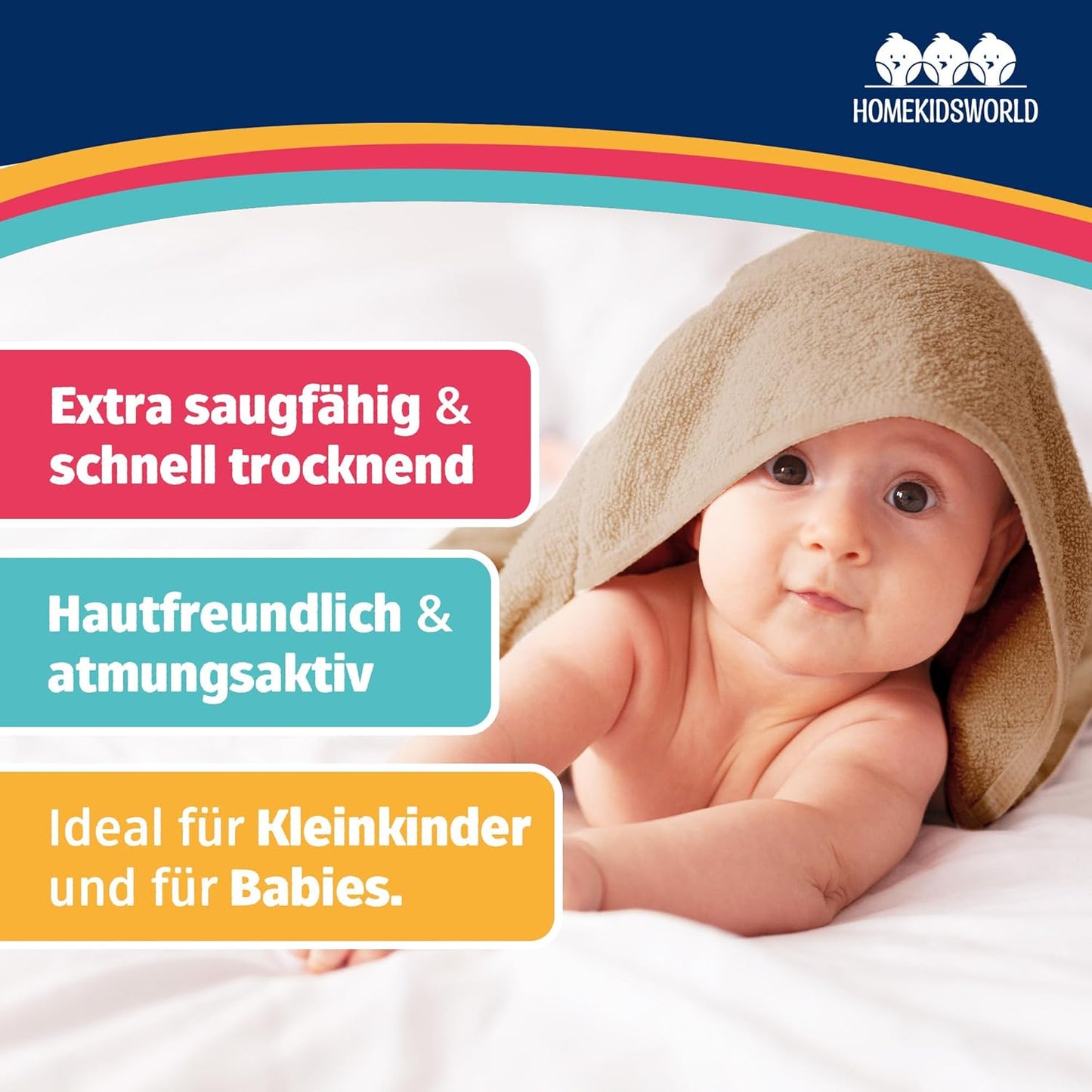 Kapuzenhandtuch für Babys & Kinder (100x100 cm), Beige