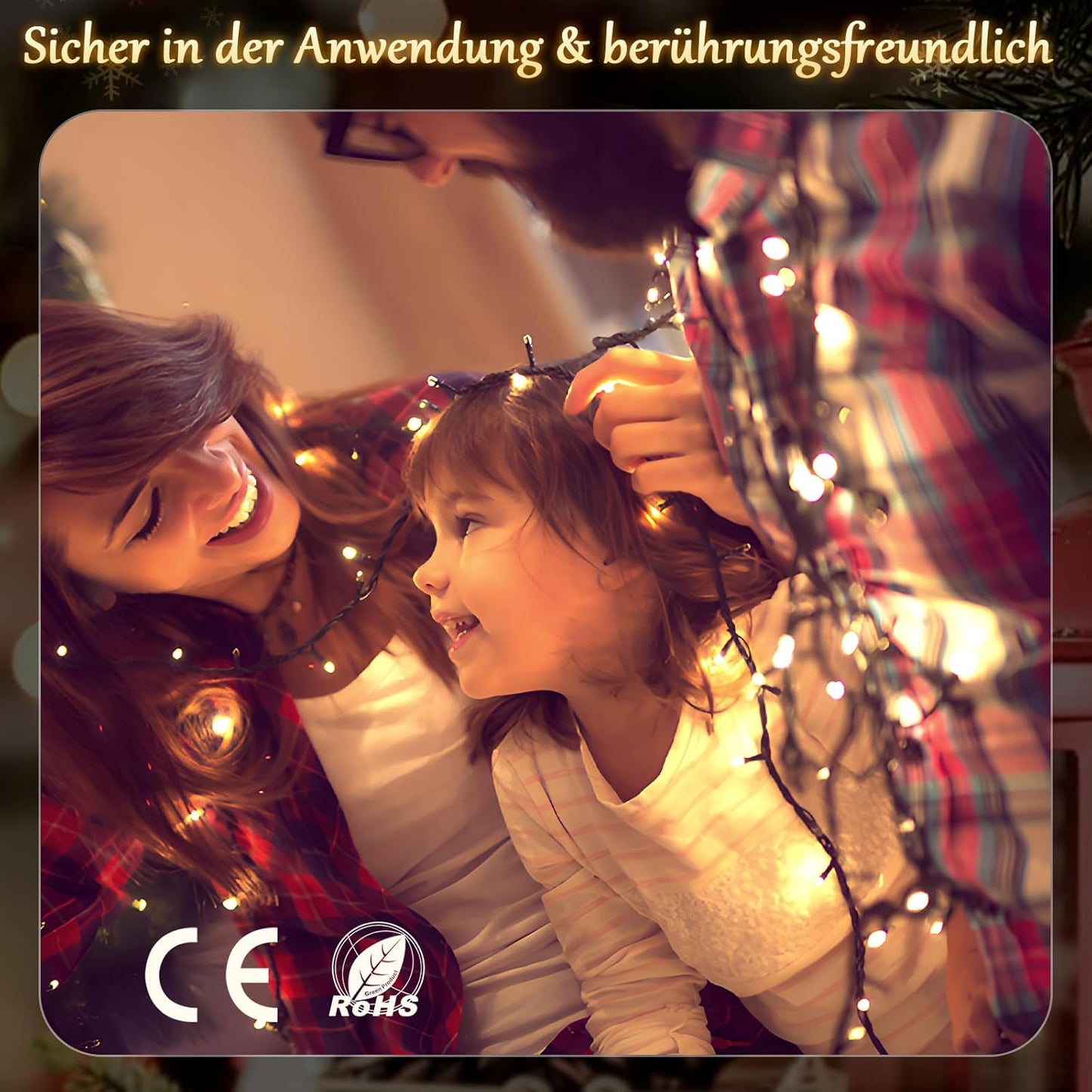 LED-Christbaumbeleuchtung mit Fernbedienung, Warmweiß Fernbedienung 1,5m