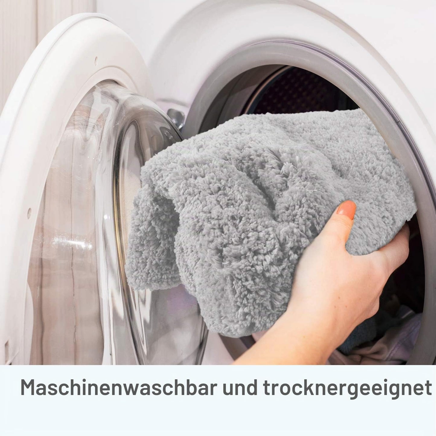 Rutschfester Hochflor Badteppich, maschinenwaschbar, 50 x 80 cm Hellgrau