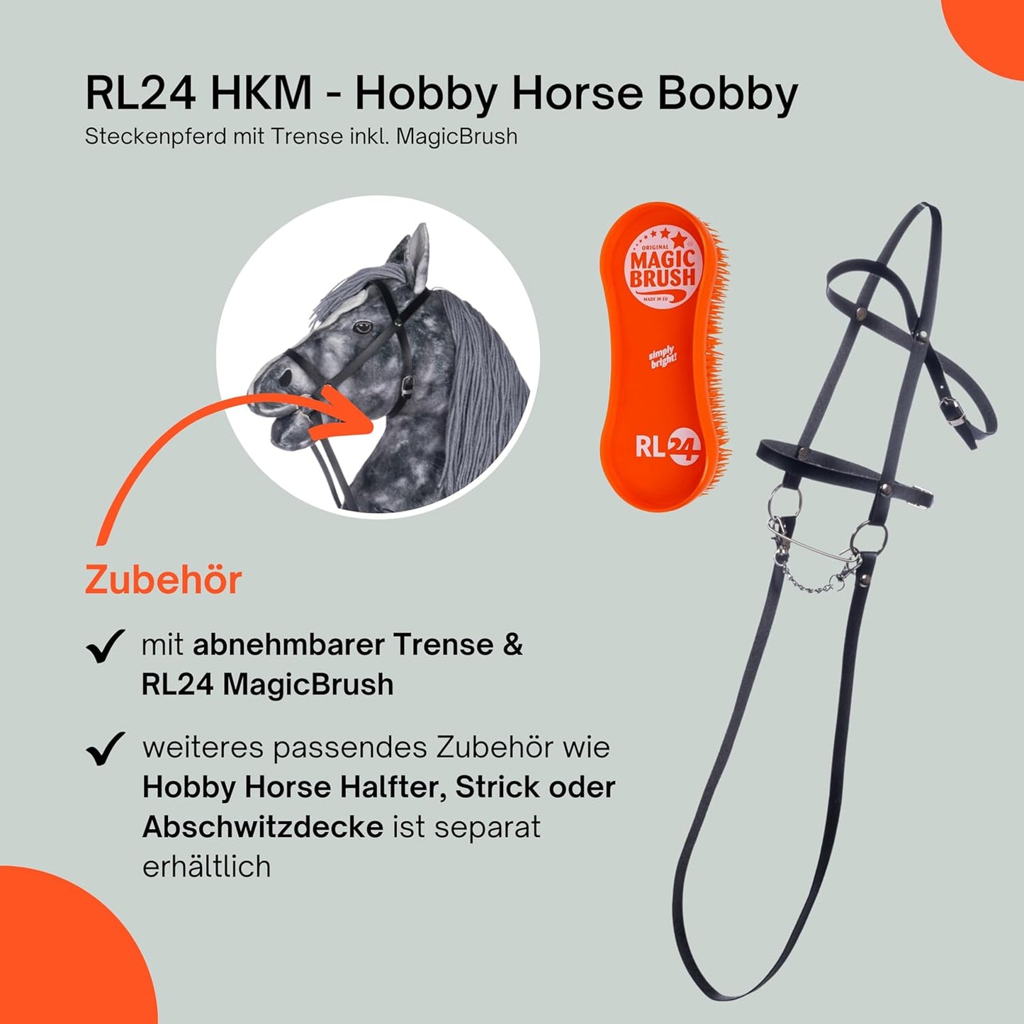 Hobby Horse Clara mit MagicBrush & Trense, Clara (Grau)
