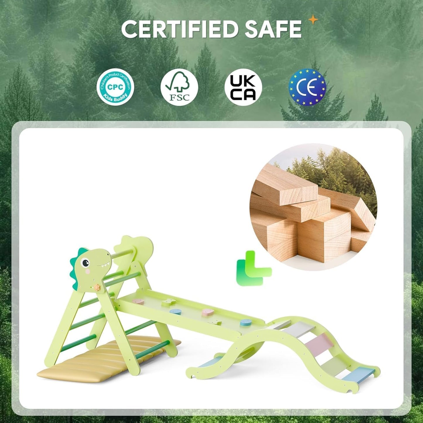 Kletterdreieck Indoor Set 9-in-1 für Kleinkinder, 0-7 grün