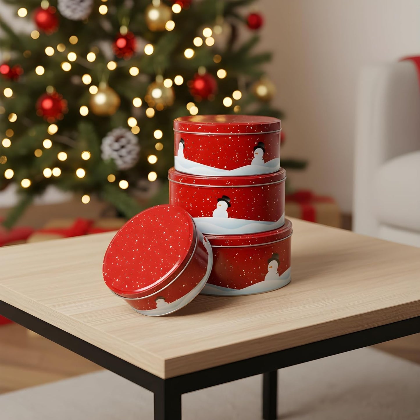 4er-Set Keksdosen für Weihnachtsplätzchen, Schneemann