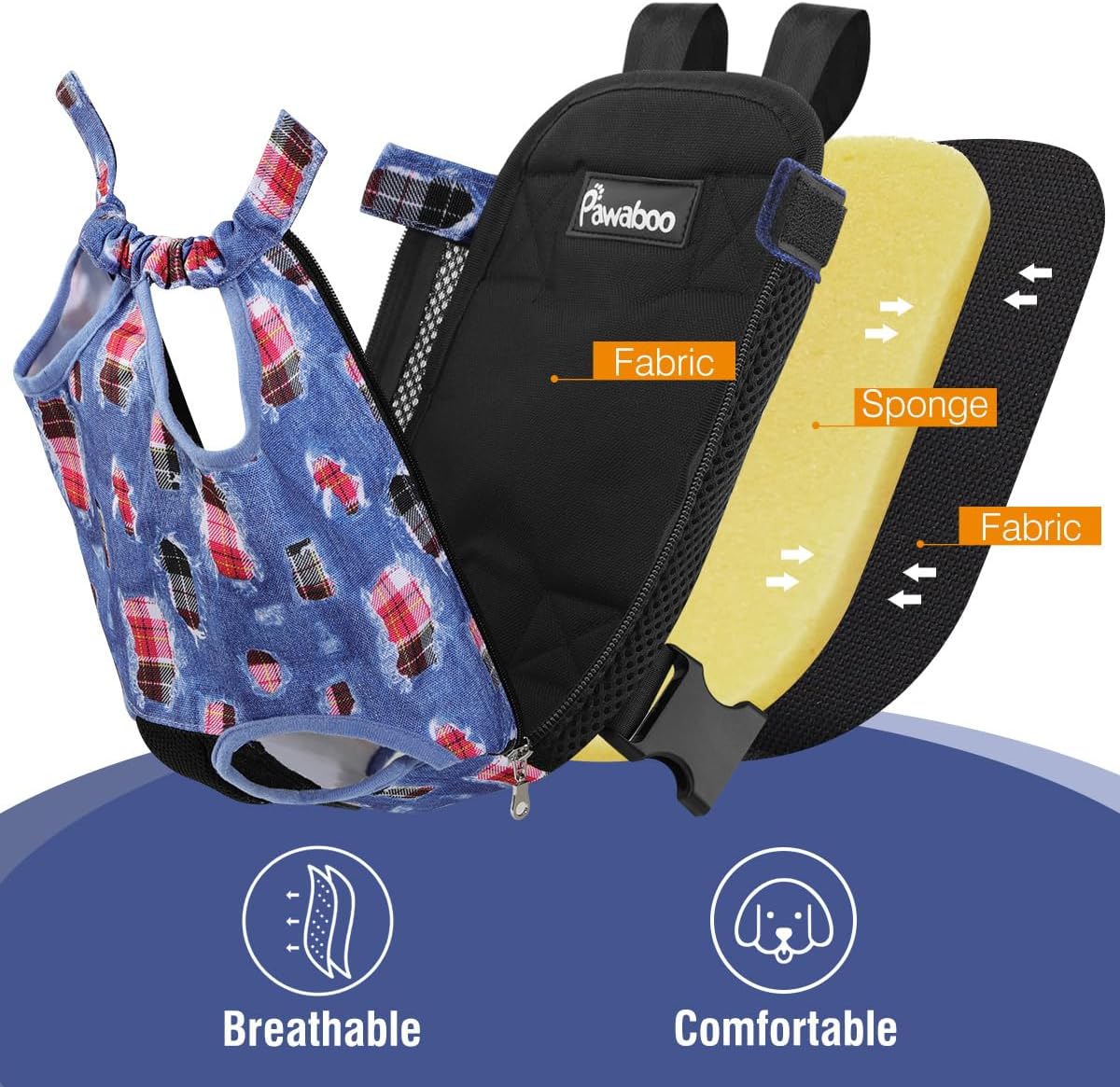 Haustier Rucksack, Denim Blau S