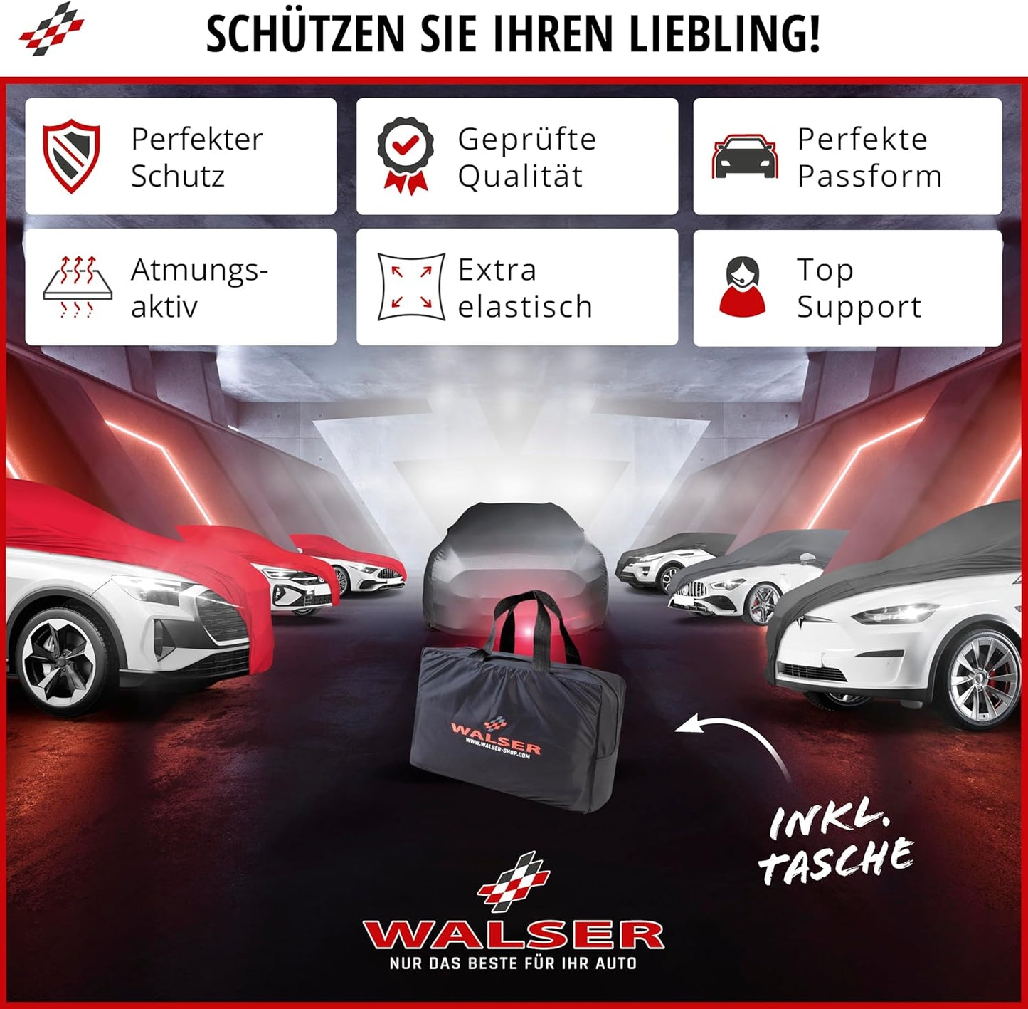 Autoabdeckung für SUV/VAN (424 cm), Schwarz Größe 7: SUV/VAN 370 - max. 424 cm Länge