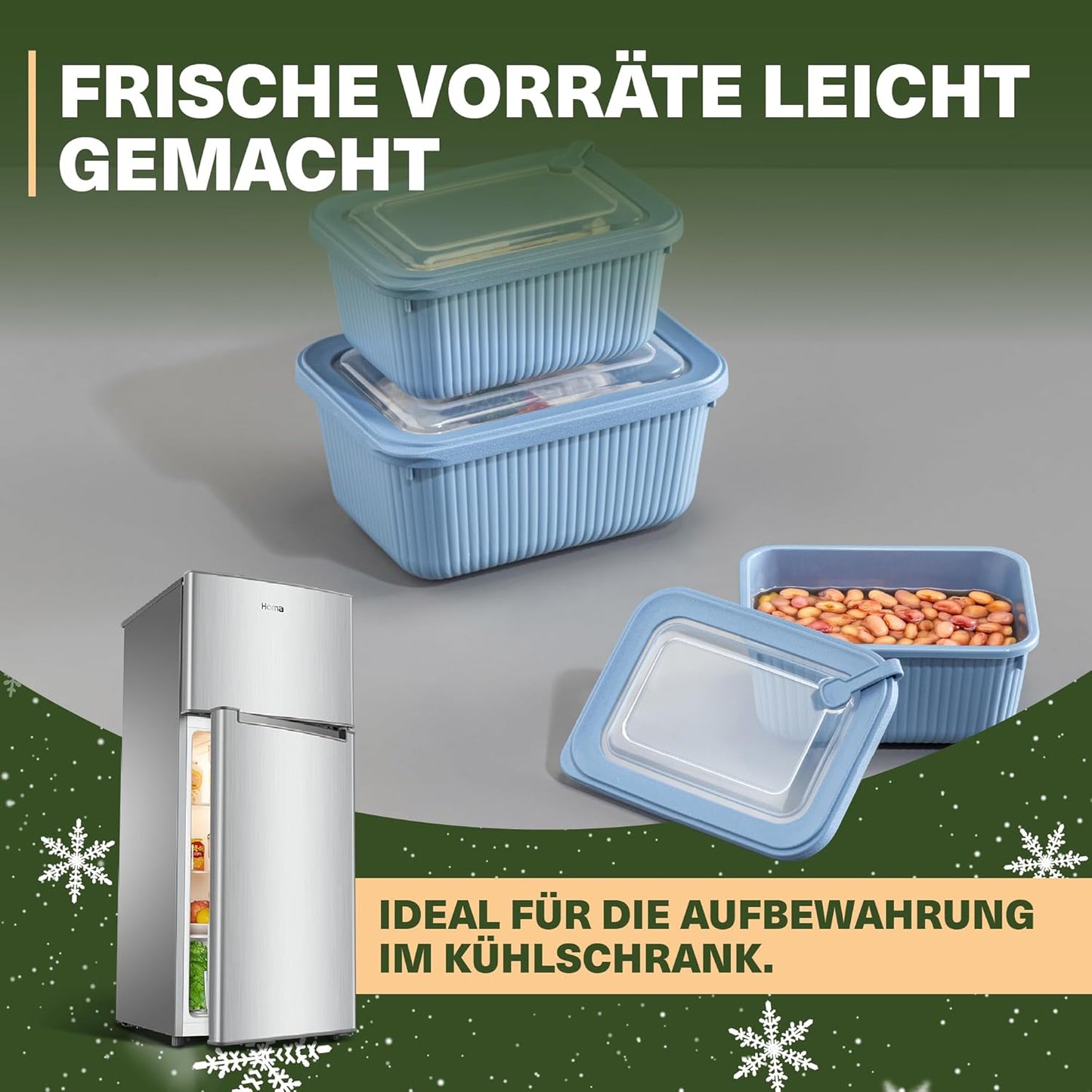 6er-Set Frischhaltedosen mit Ventildeckel, Blau 6er Set Rechteckig