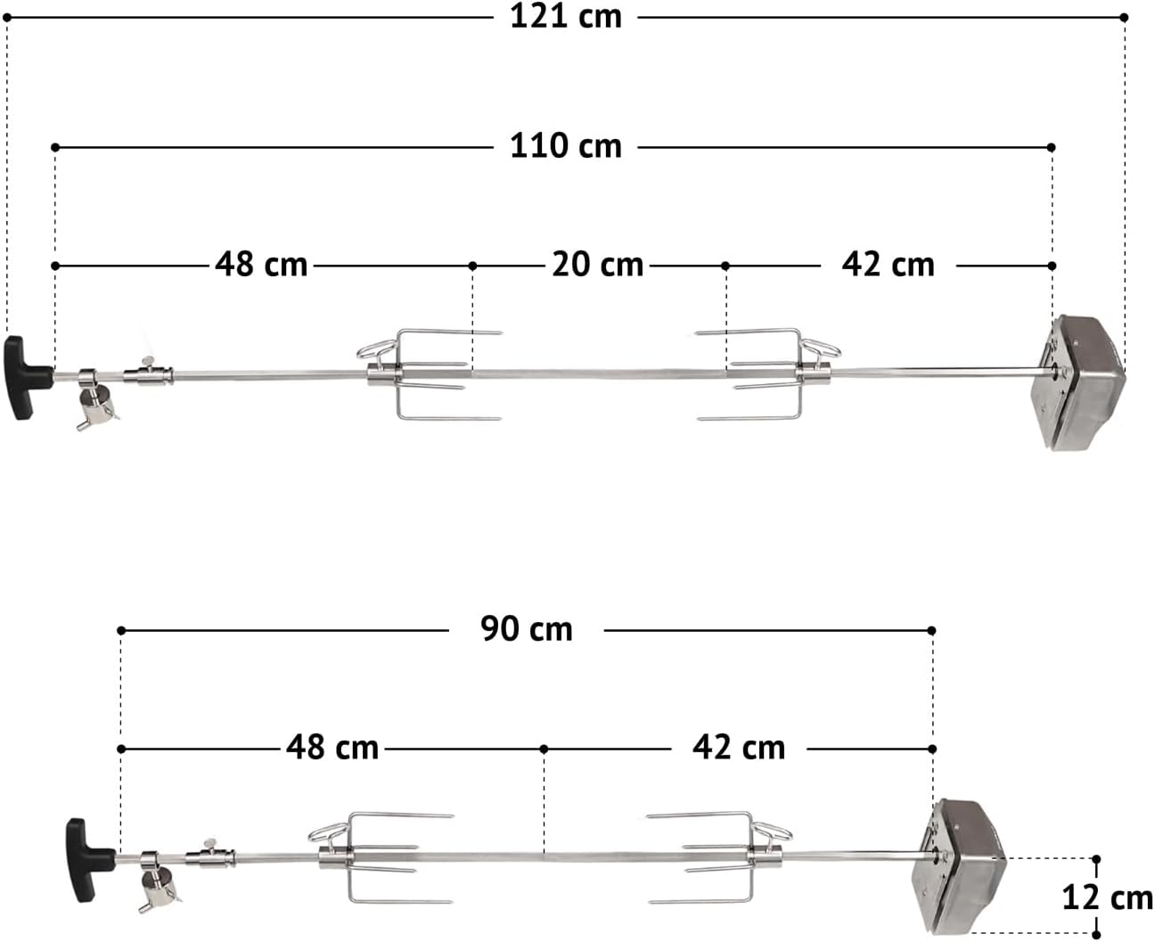 Rotisserie Drehspiess-Set für Platinum, Platinum Yamara & Black 4- und 6-Brenner, Drehspiess 4- / 6-Brenner
