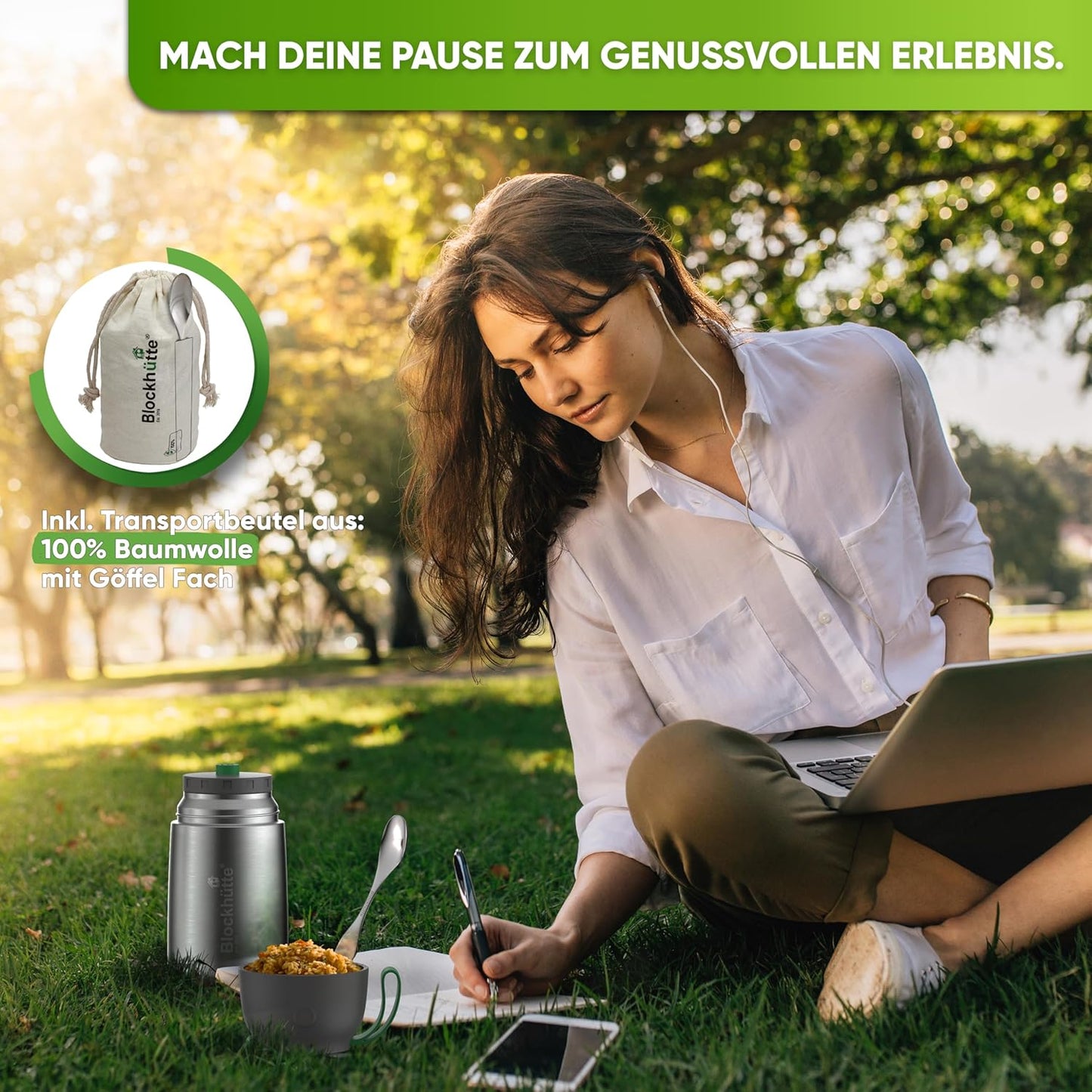 Thermobecher für Essen, 530ml Edelstahl, Silber 530 ml