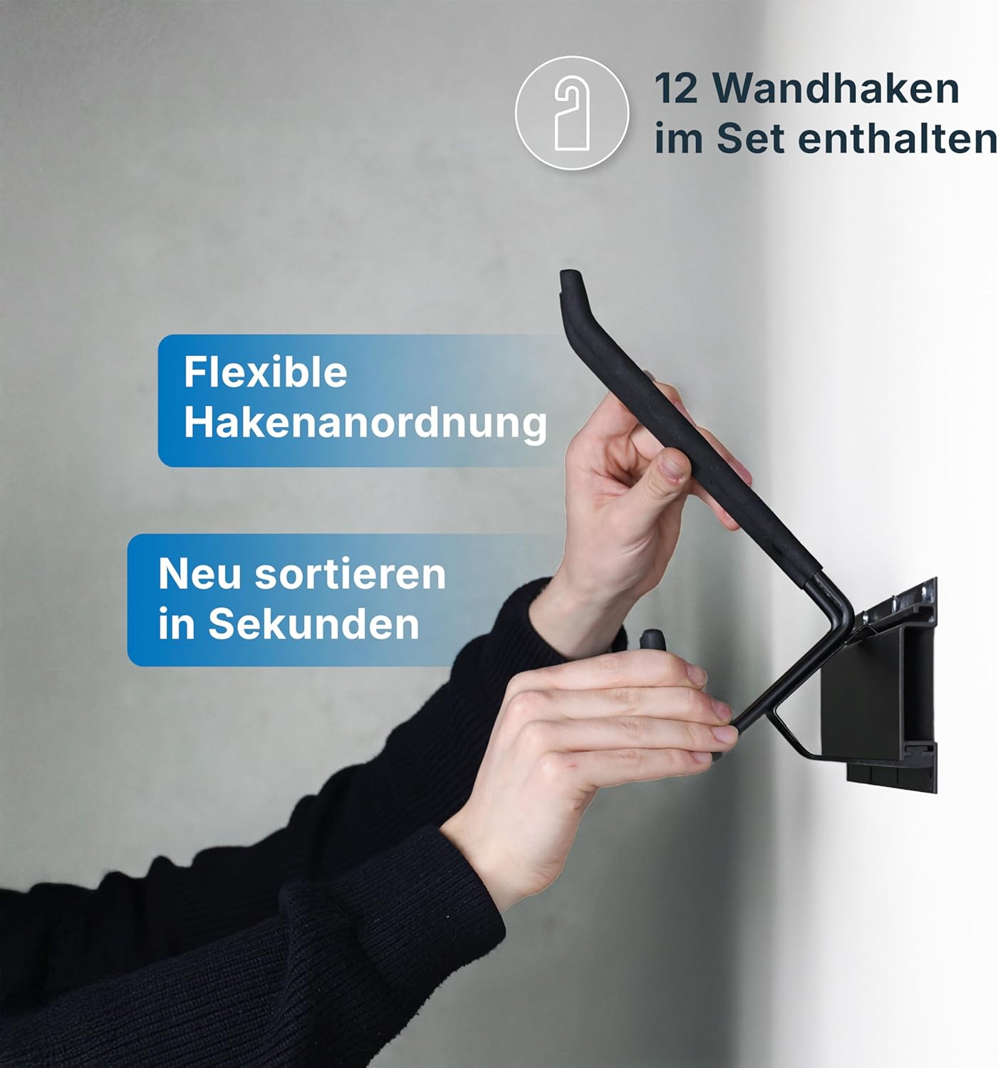 Werkzeug-Wandhalterung mit 12 Haken & 4 Schienen, 4 Paneele, 12 Haken