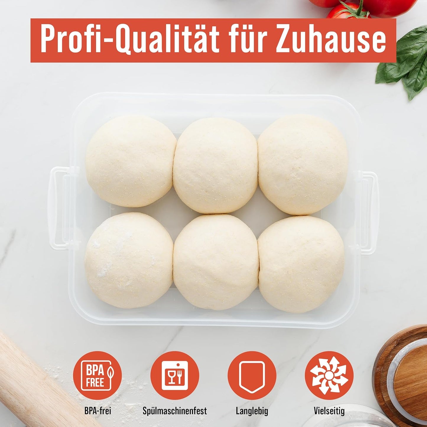 2er-Set Pizzateig-Gärboxen, Grau 14 x 11 x 3 pulgadas