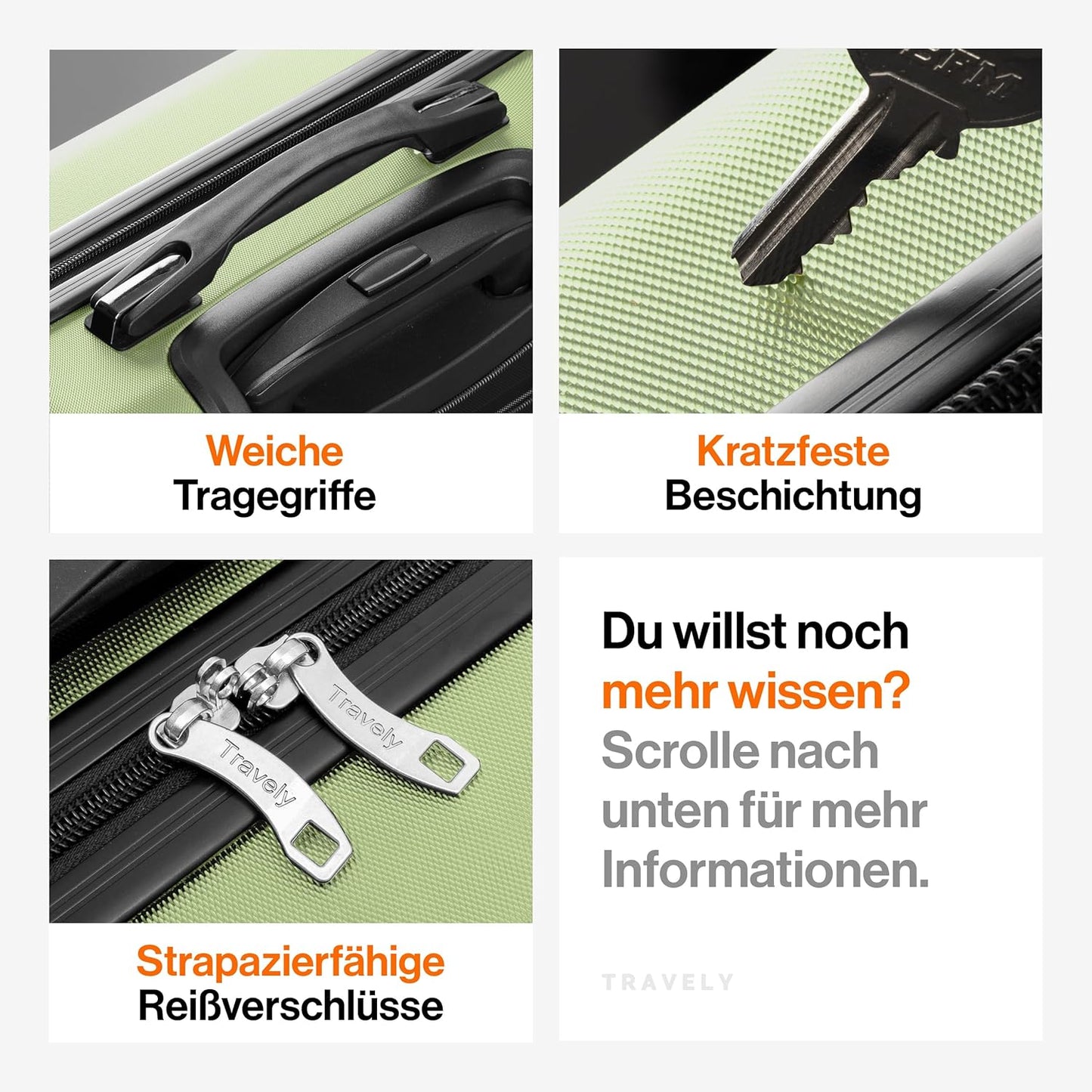 Grosser Hartschalenkoffer aus Polycarbonat, L Nebelgrün