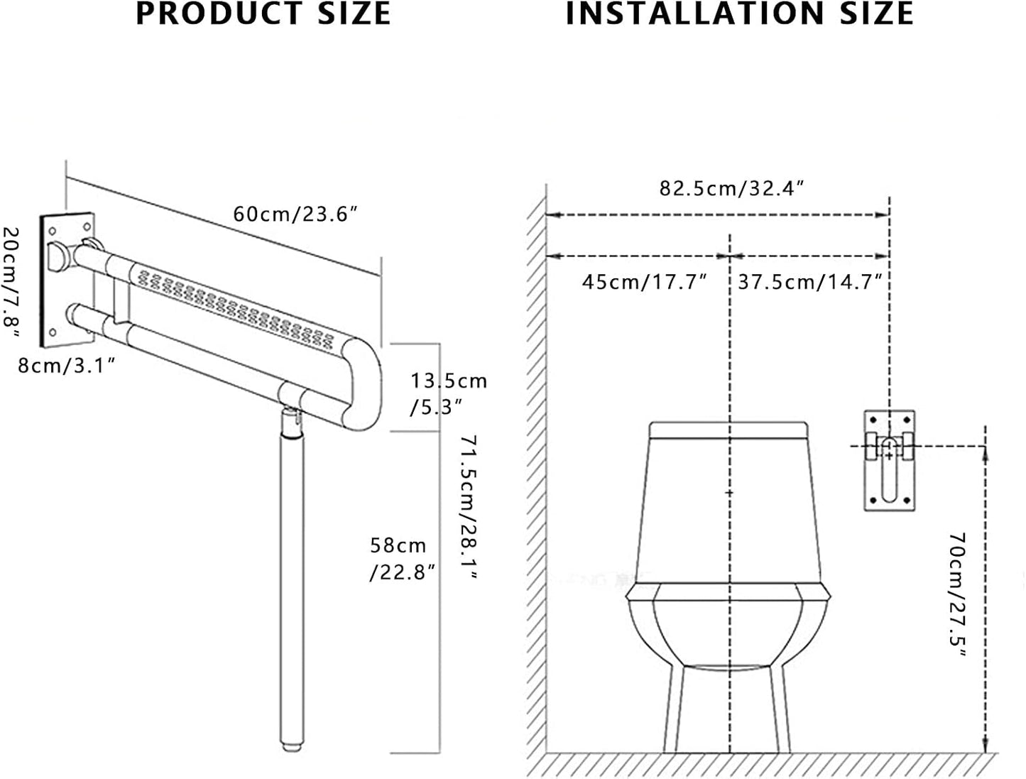 Wandmontage WC-Haltegriff, Belasten Sie Bis zu 150 Kg (330 Lb)