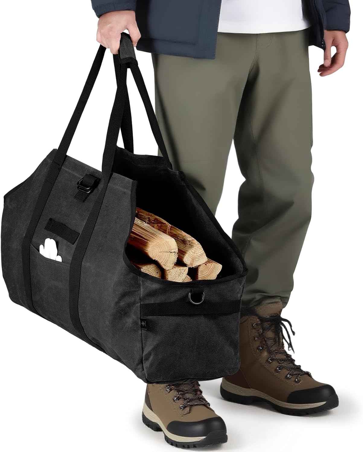 Brennholztasche, Dunkelgrau