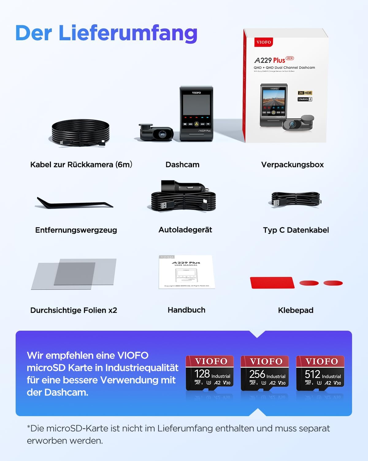Dual Dashcam A229 Plus mit GPS und Sprachsteuerung, A229 Plus