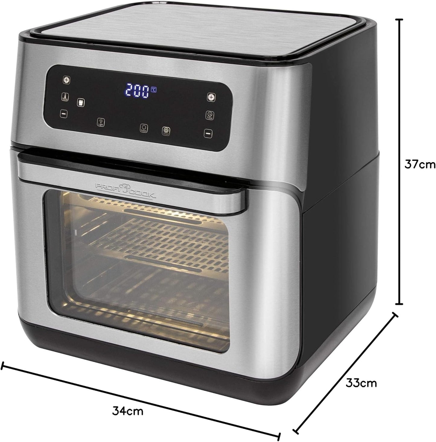 Heissluft-Fritteuse mit 9 Programmen, 11 Liter, Edelstahl-schwarz 11 Liter