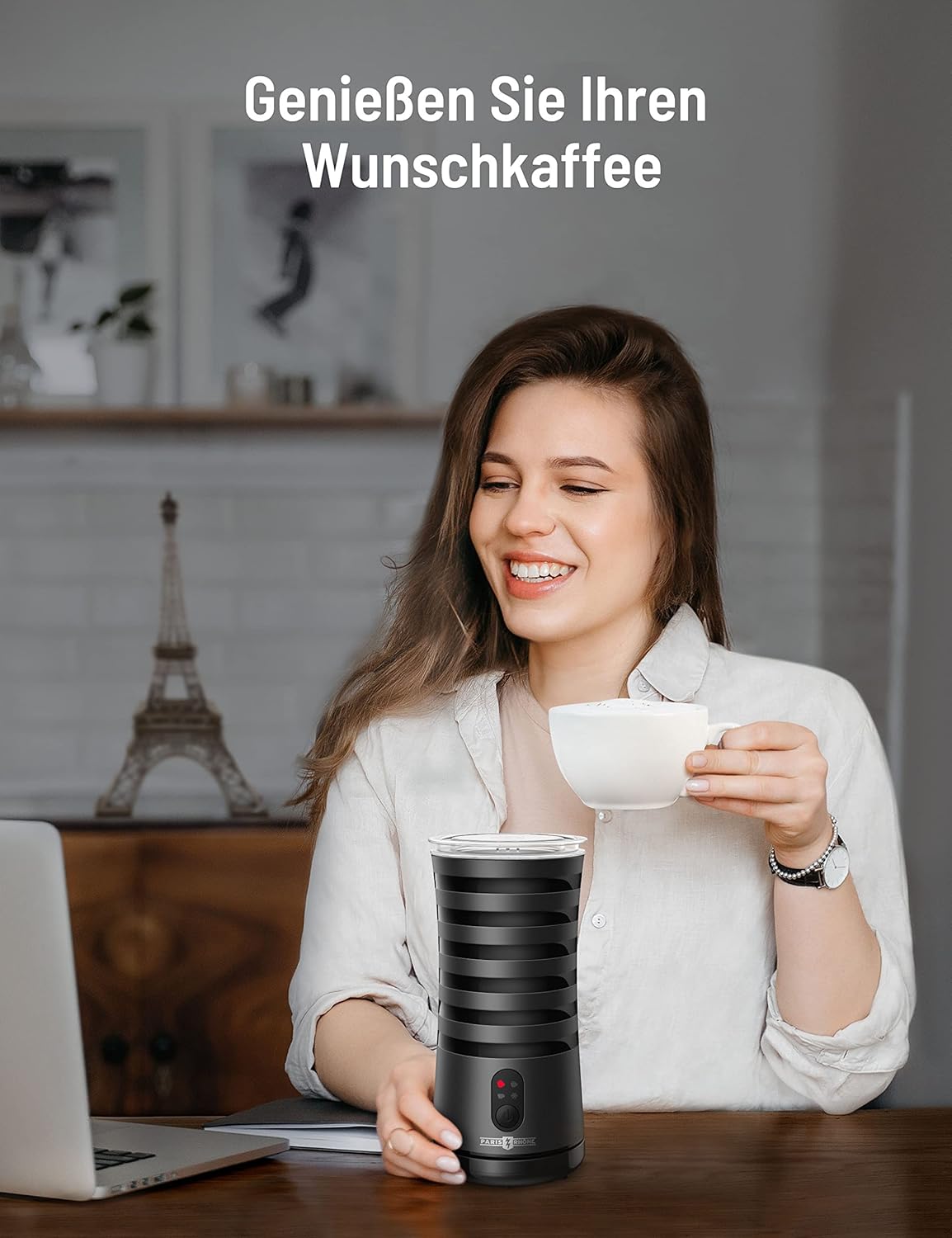 4-in-1 Milchaufschäumer PE-MF010 mit Abschaltautomatik, Schwarz