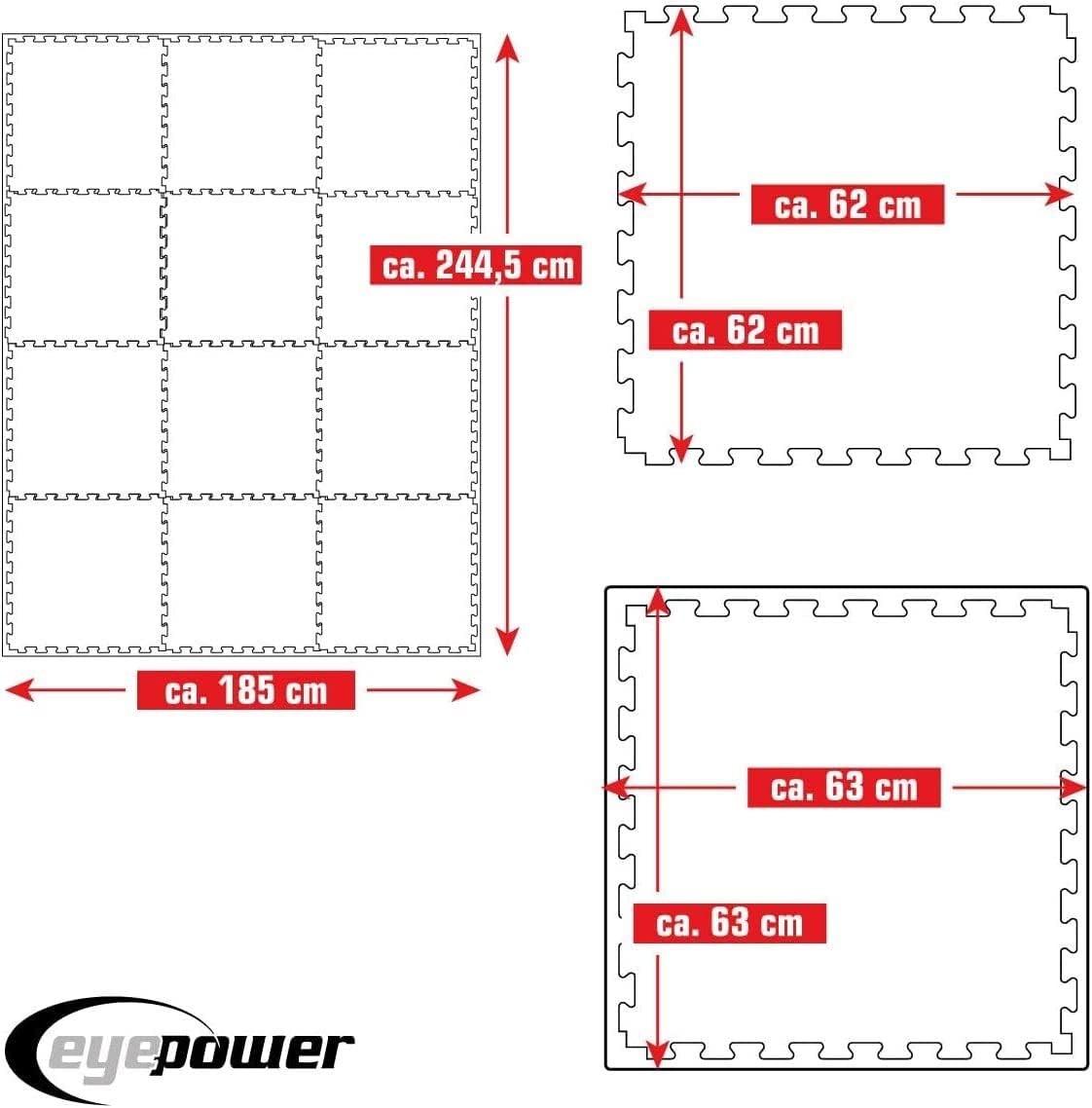 12-teiliges Kampfsportmatten-Set, 12 Matten 63 x 63 cm Beige Braun