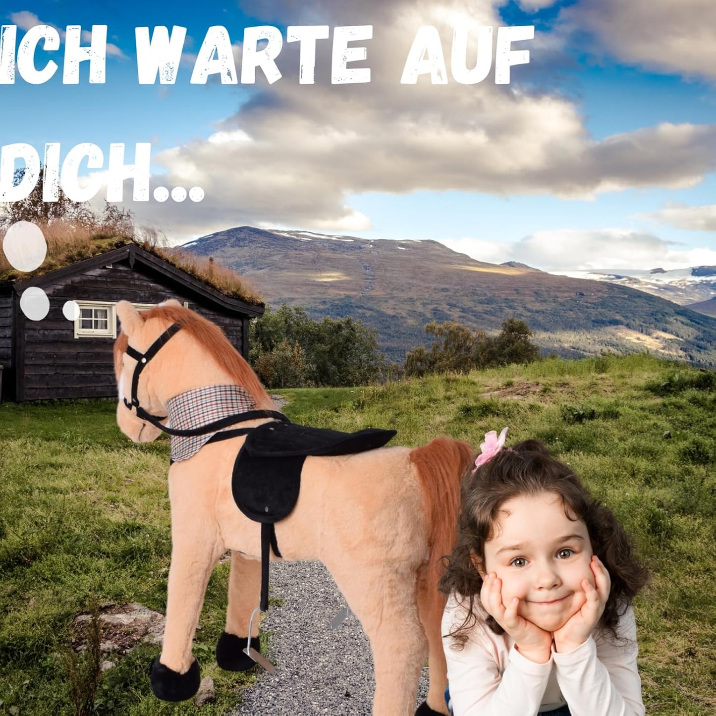 Reitpferd mit Sattel, Zaumzeug und Sound