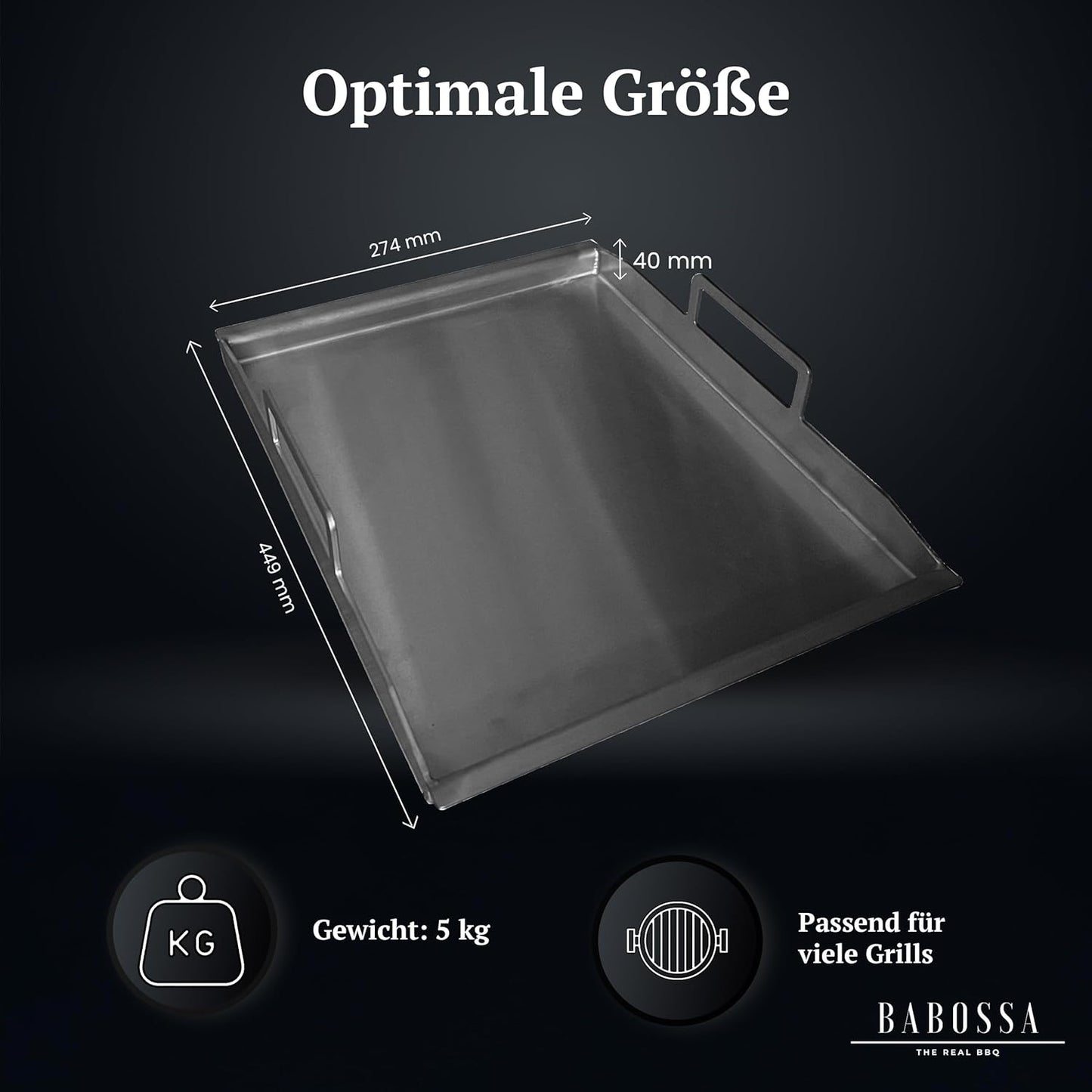 Grill Plancha Teppanyaki Platte für Napoleon Rogue, 44.9 x 27.4 x 8.5 cm