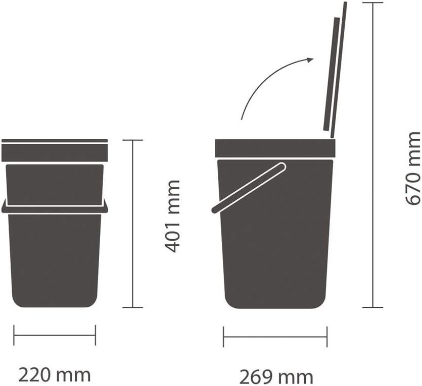 Sort & Go Mülleimer, 16 Liter Weiss