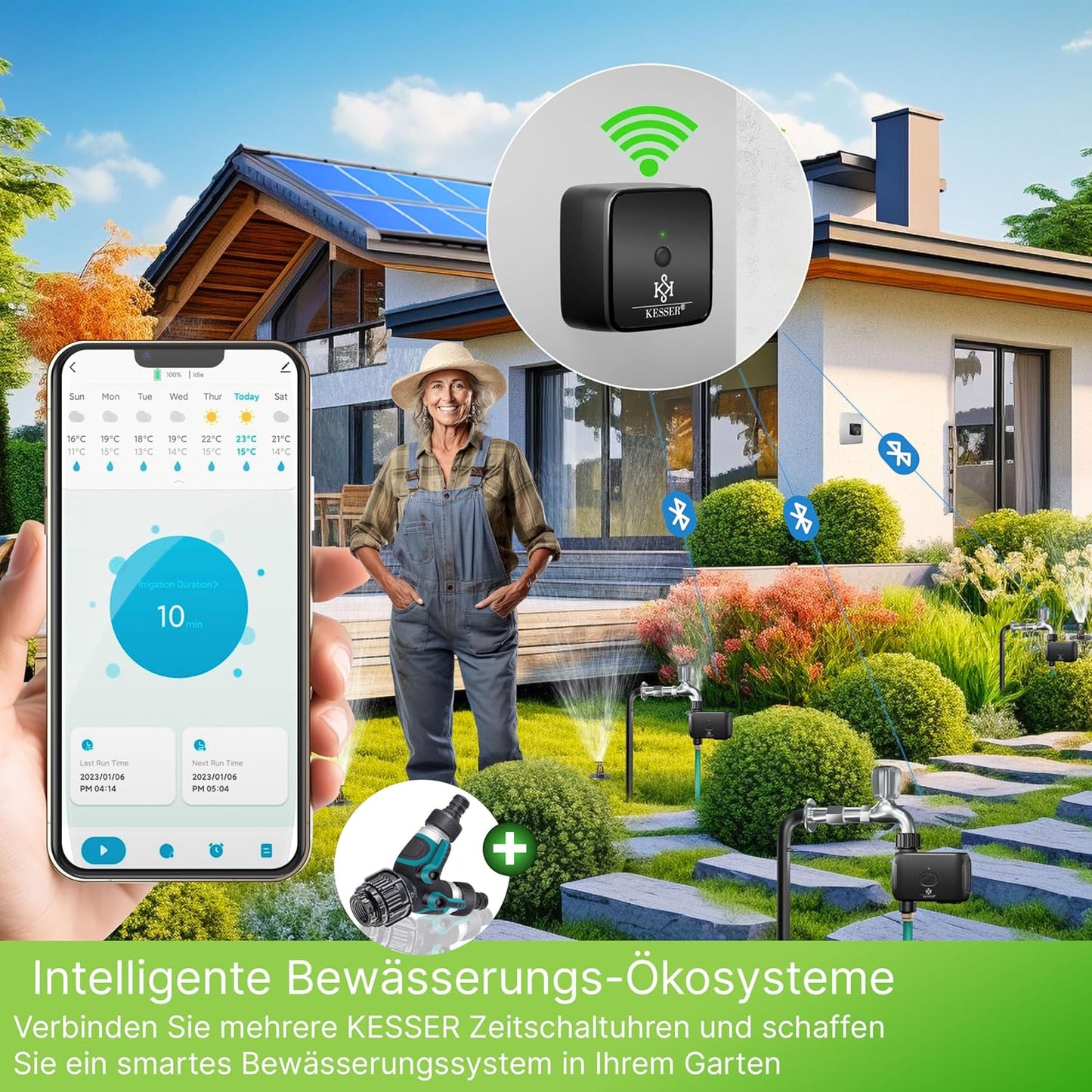Bewässerungssteuerung mit App & Sprachsteuerung, Schwarz / Anthrazit