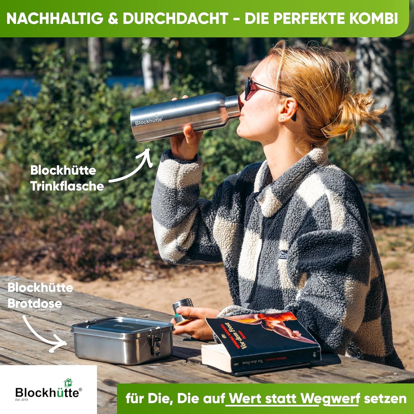 Thermobehälter für Essen, Silber 1000 ml