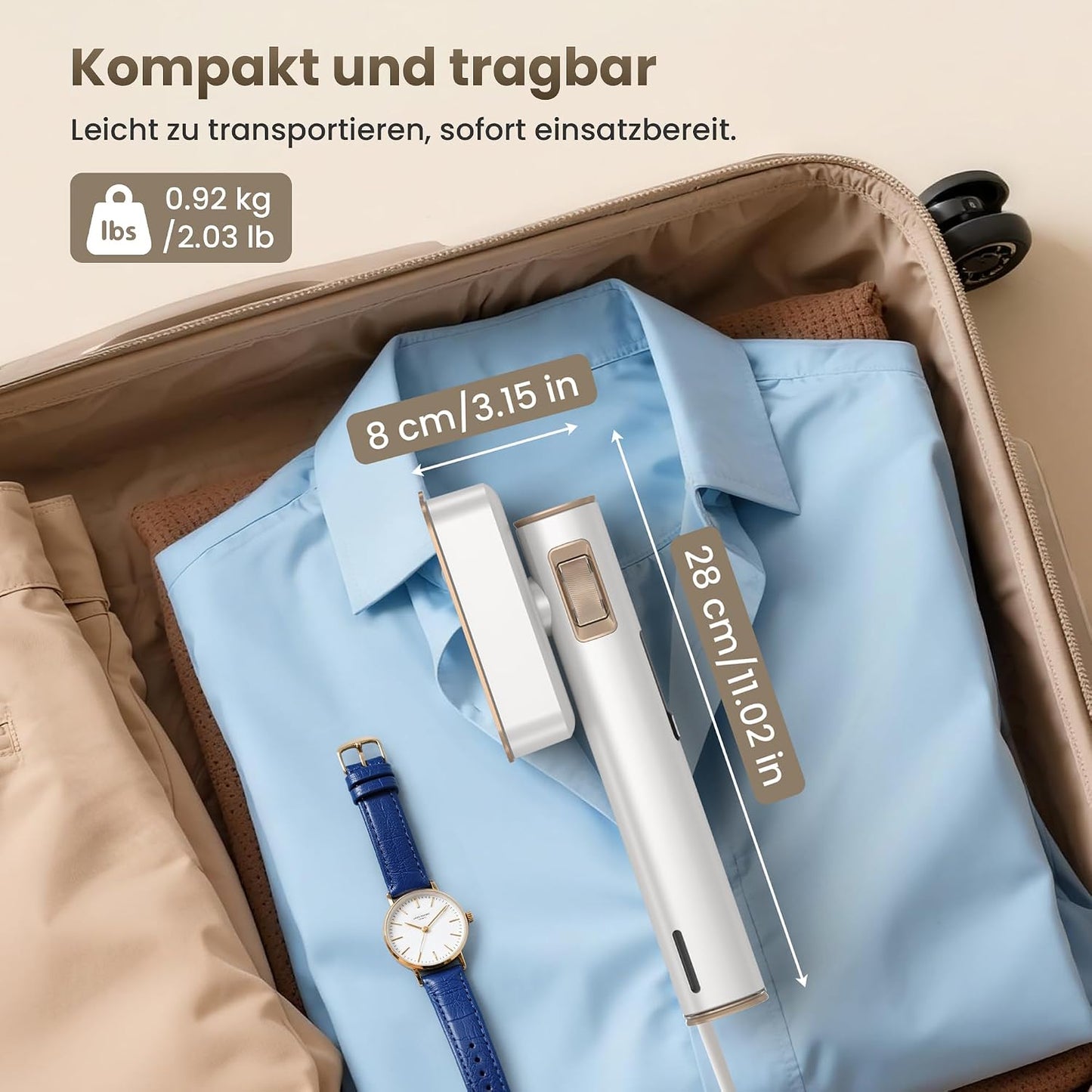 Kompakter Reise-Dampfbügler, White