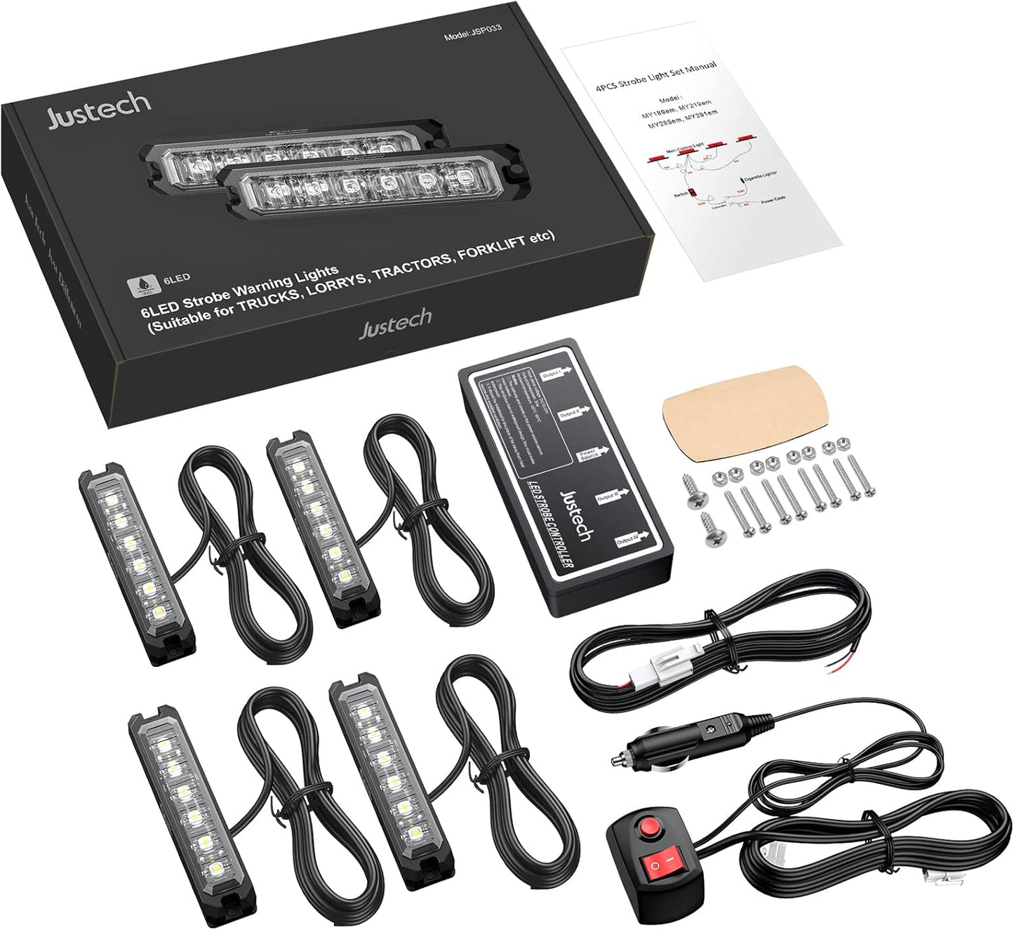 LED Warnlicht Frontblitzer 4er-Set, 4x 6LEDs