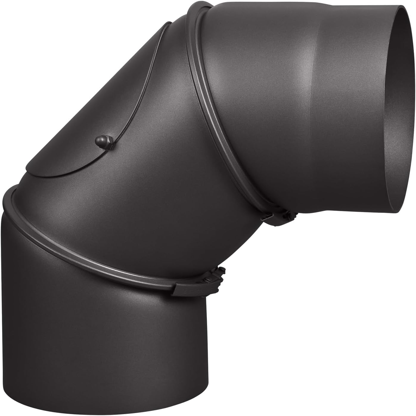Verstellbarer Ofenrohrbogen, Bogen 0-90° mit Tür Schwarz Metallic
