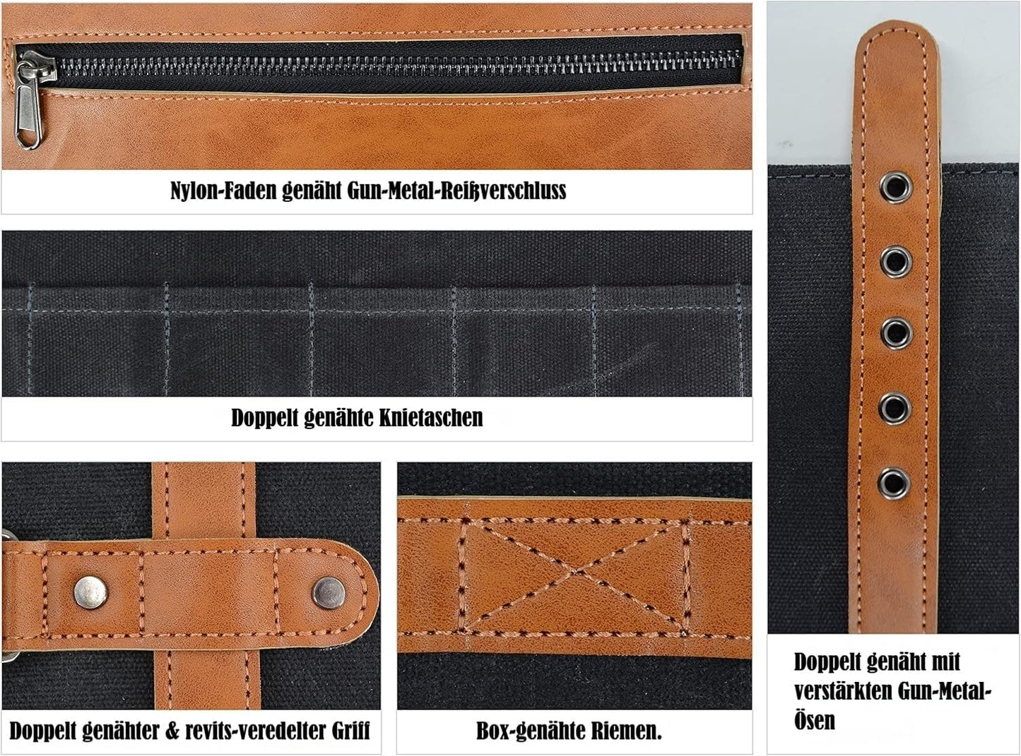 Kochmessertasche für 10 Messer mit Tragegriff und Schultergurt