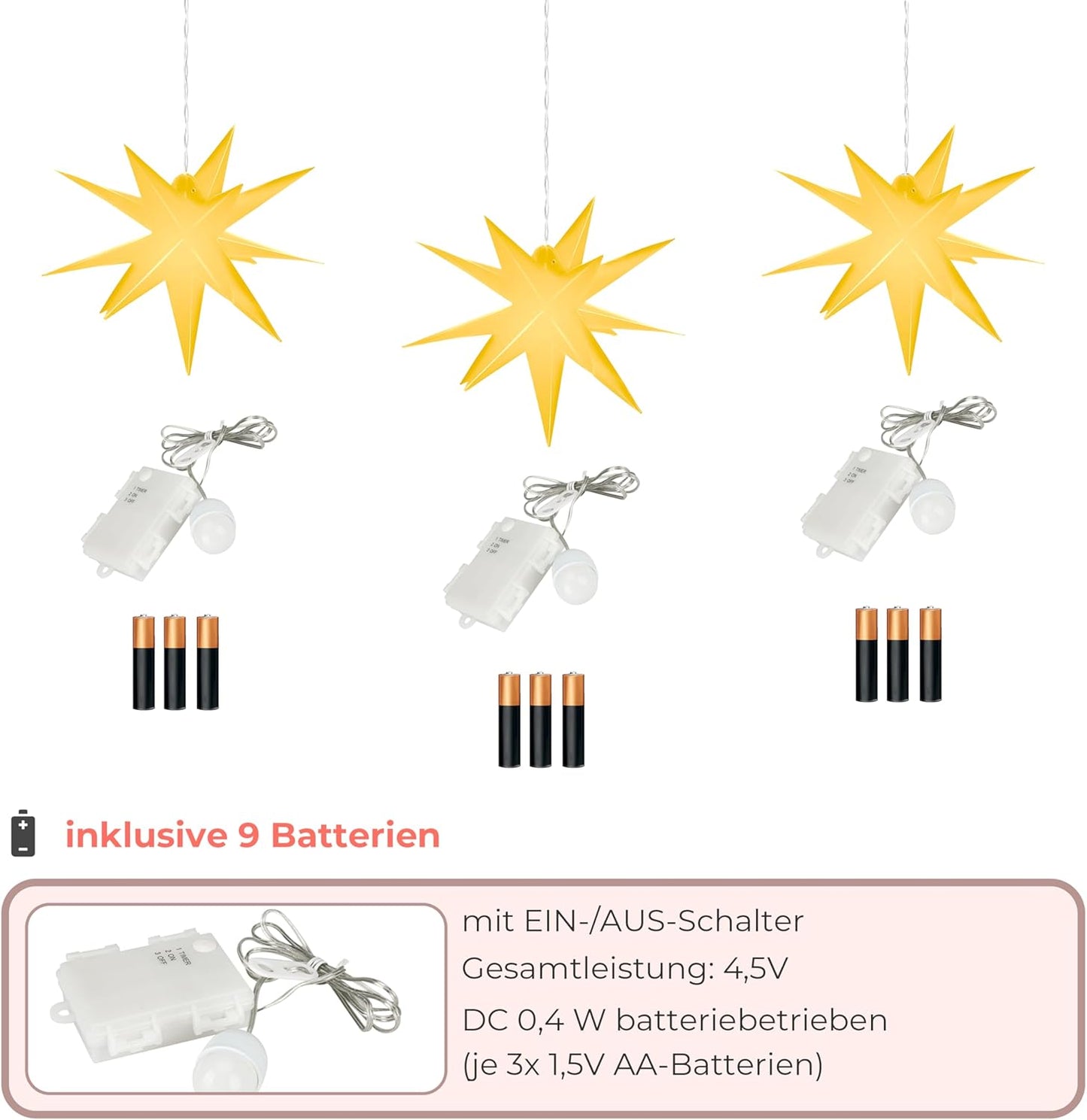 Leuchtstern, Zum Aufhängen Gelb