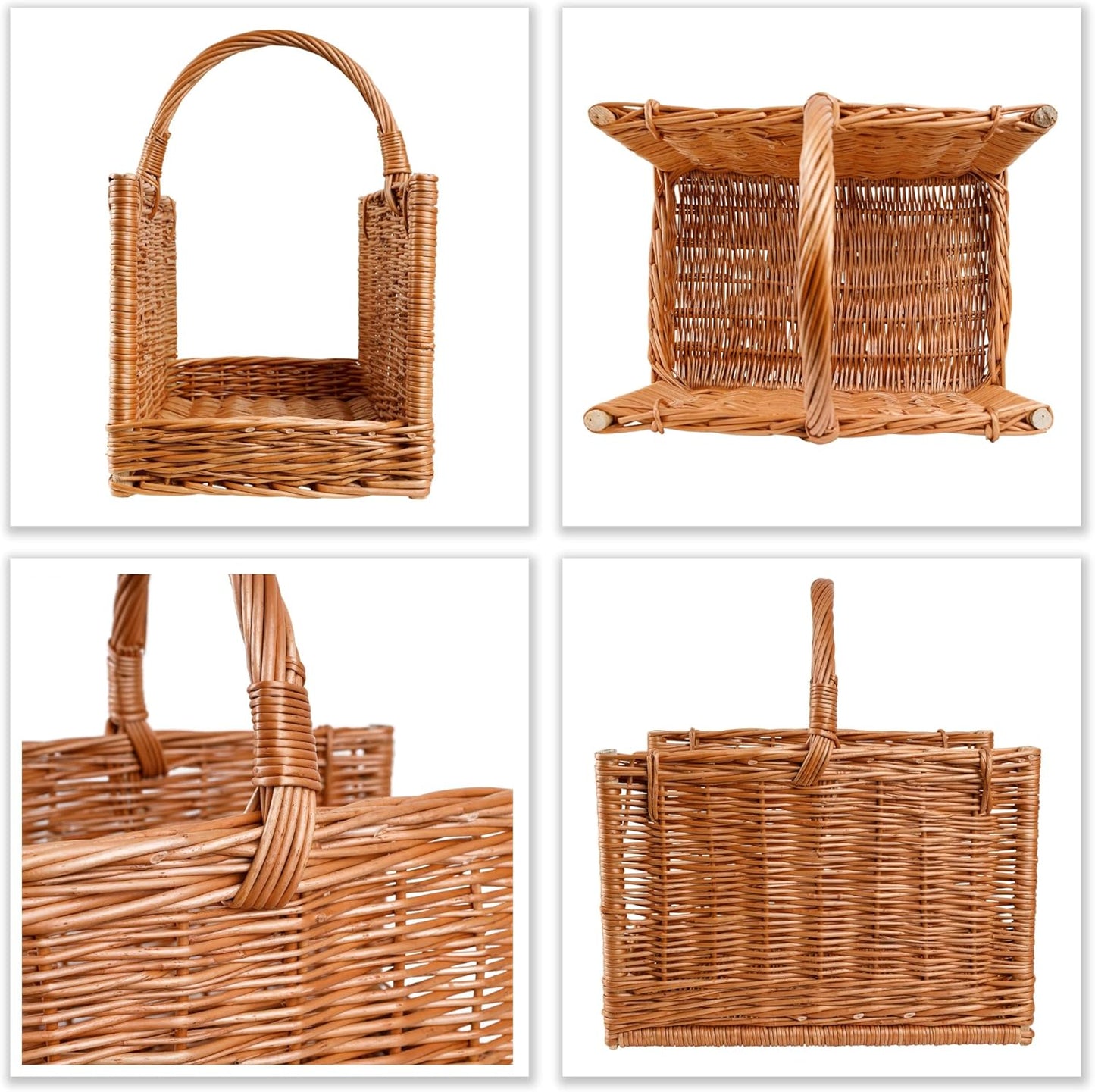 Grosser Kaminkorb aus Rattan, ohne Jute 45 x 30 x 47 cm Braun