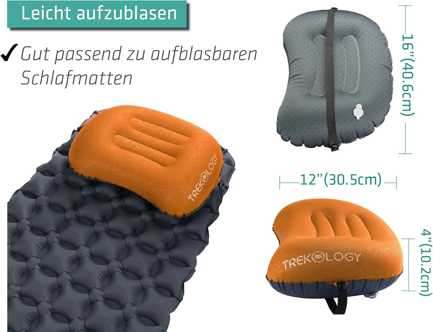 Aufblasbares Camping-Nackenkissen Aluft, Aluft 2.0 (Orange)