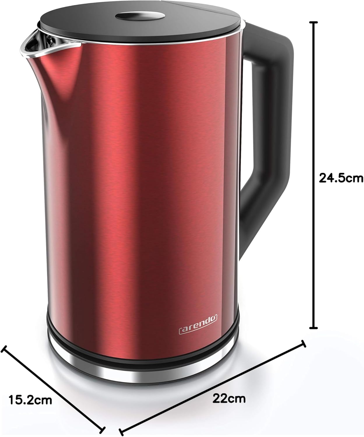 Edelstahl-Wasserkocher mit Temperatureinstellung (1,5L), F: Kaminrot