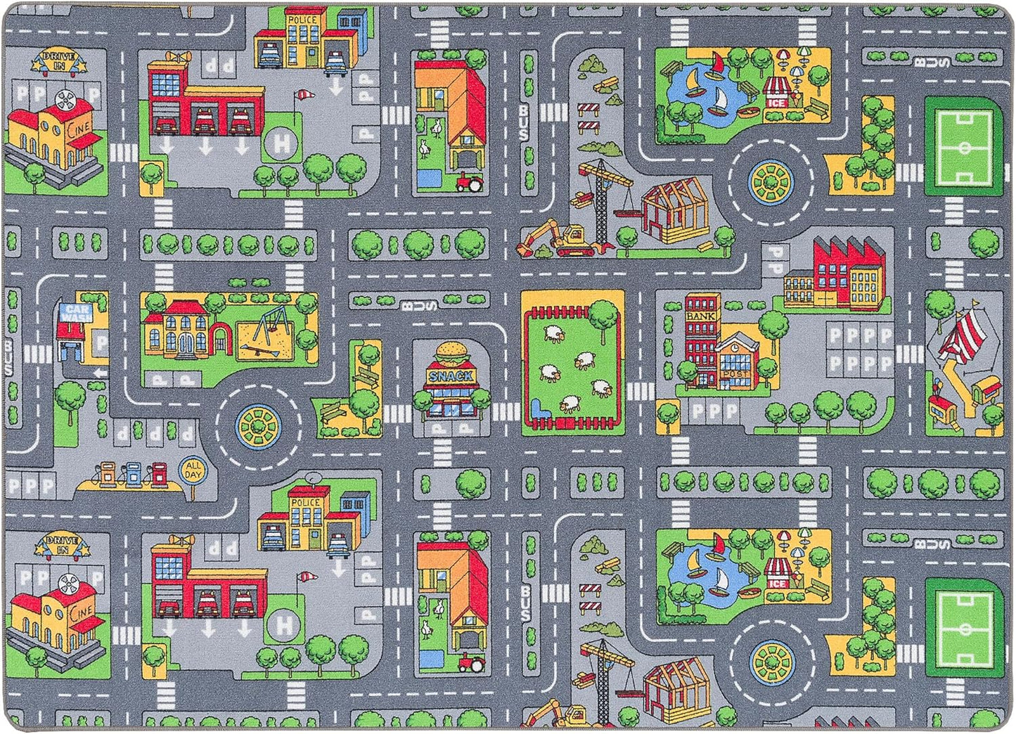 Beidseitiger Strassen-Spielteppich, 100x165 cm Duoplay
