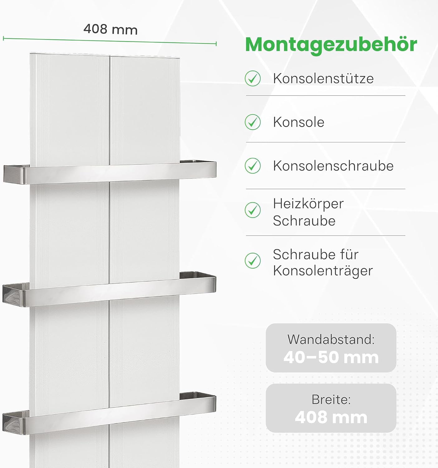 Badheizkörper mit Thermostat FNE D12, Weiss 1200 x 408