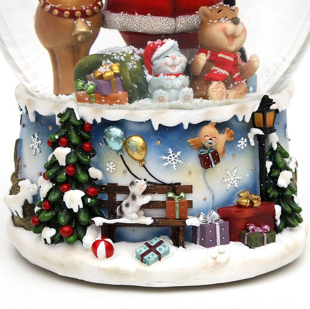 Schneekugel Santa mit Elch, Santa mit Elch
