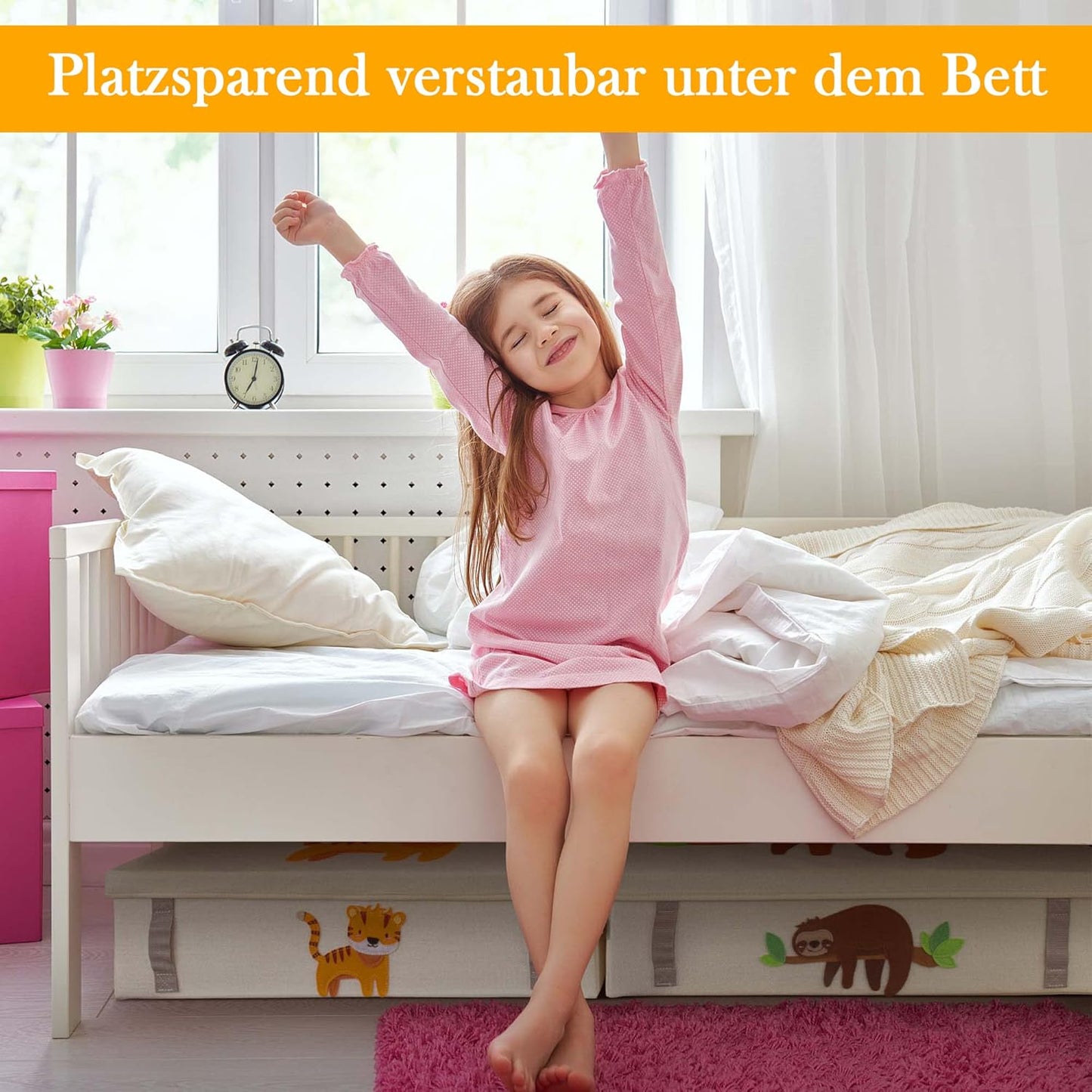 Spielzeugkisten-Set zur Unterbett-Aufbewahrung, 2er-set Tiger und Faultier