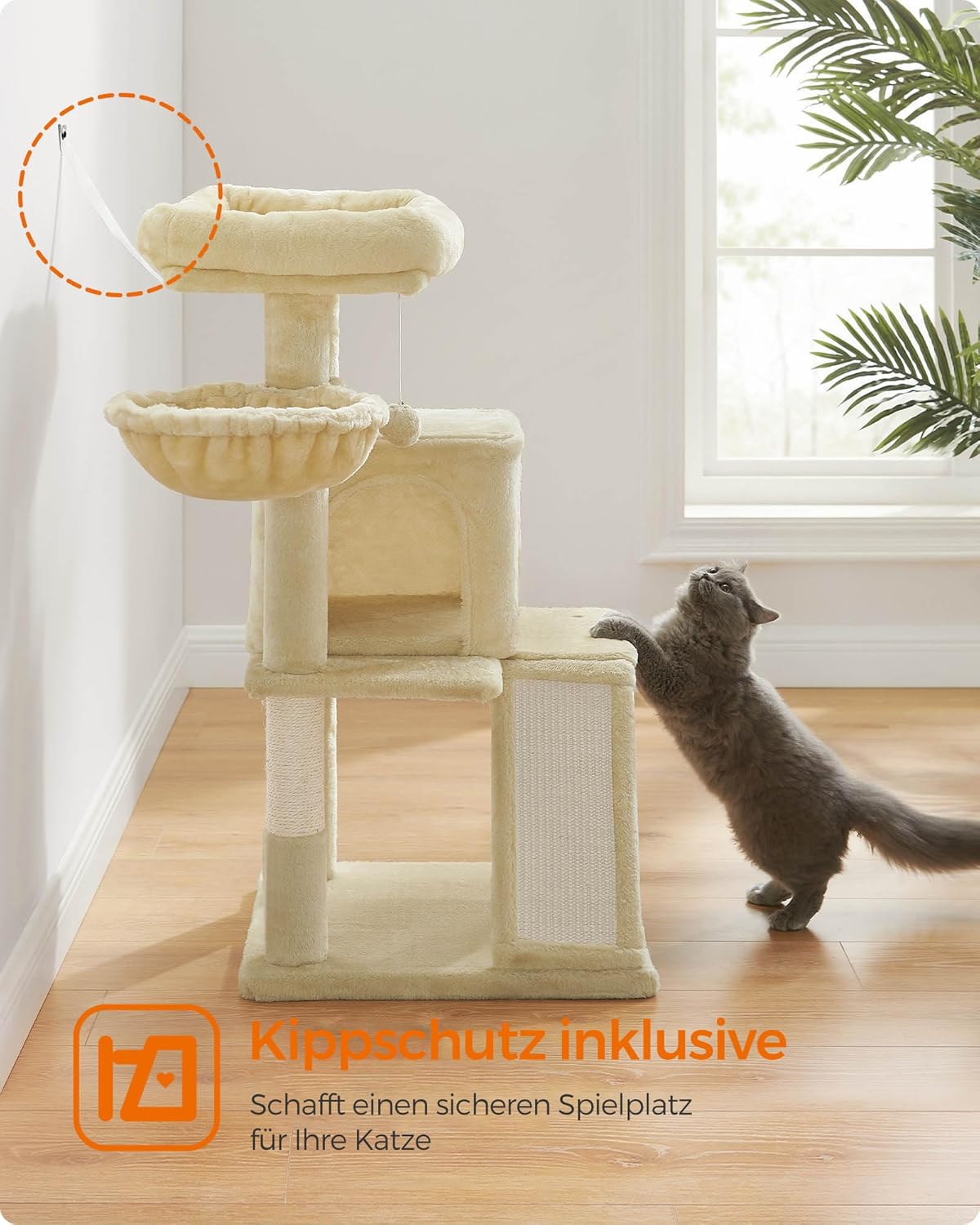 Kratzbaum PCT51M mit Plattform und Höhle, beige