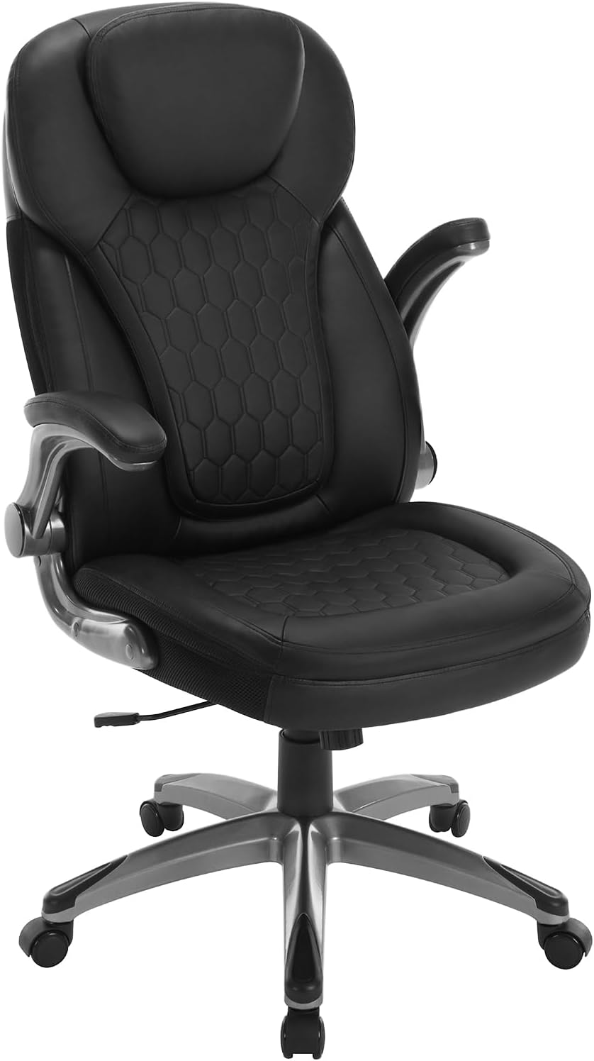 Ergonomischer Bürostuhl, höhenverstellbar, bis 200kg, Schwarz, Kunstleder
