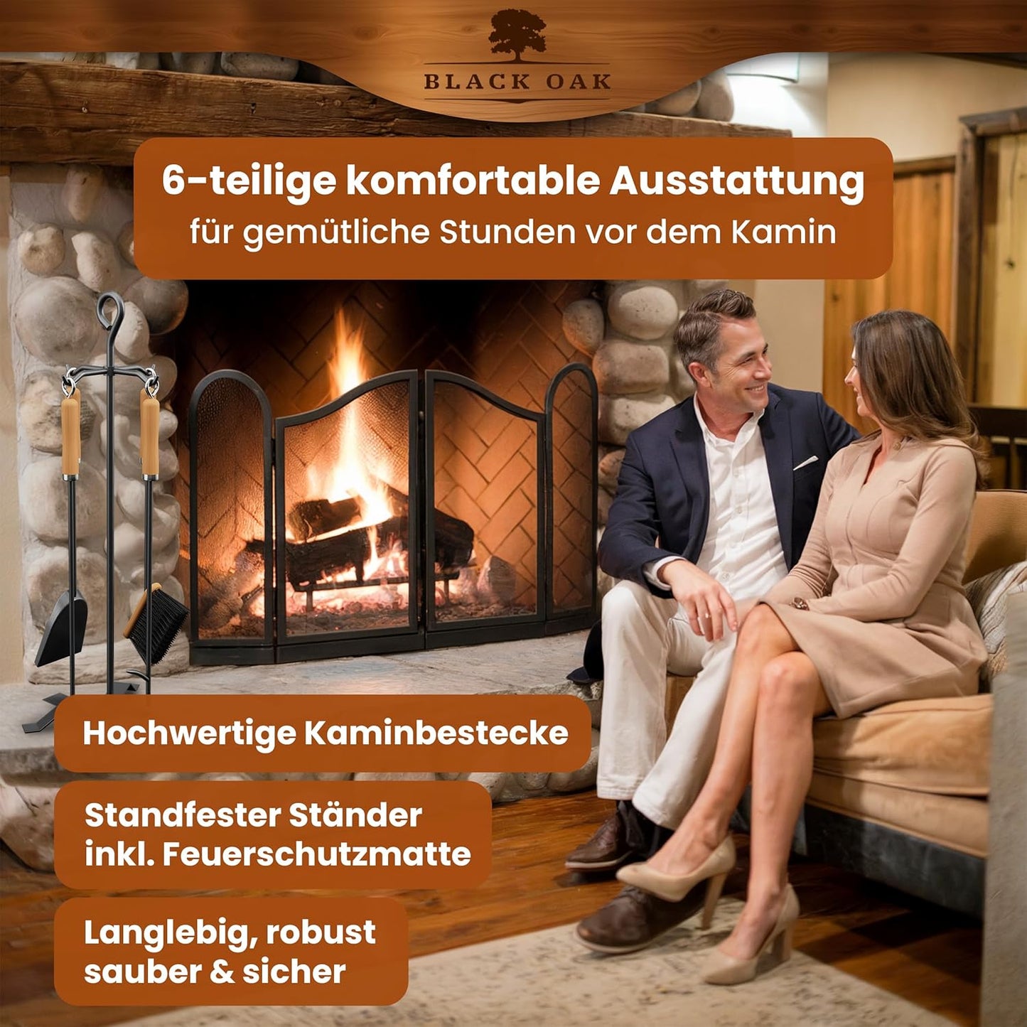 6-teiliges Kaminbesteck-Set St. Moritz, St. Moritz 6-teilig Schwarz