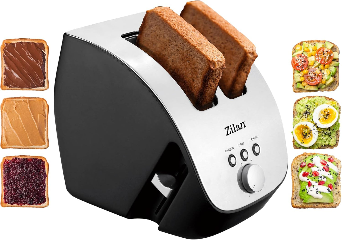 Edelstahl-Toaster mit 2 Scheiben, Edelstahl