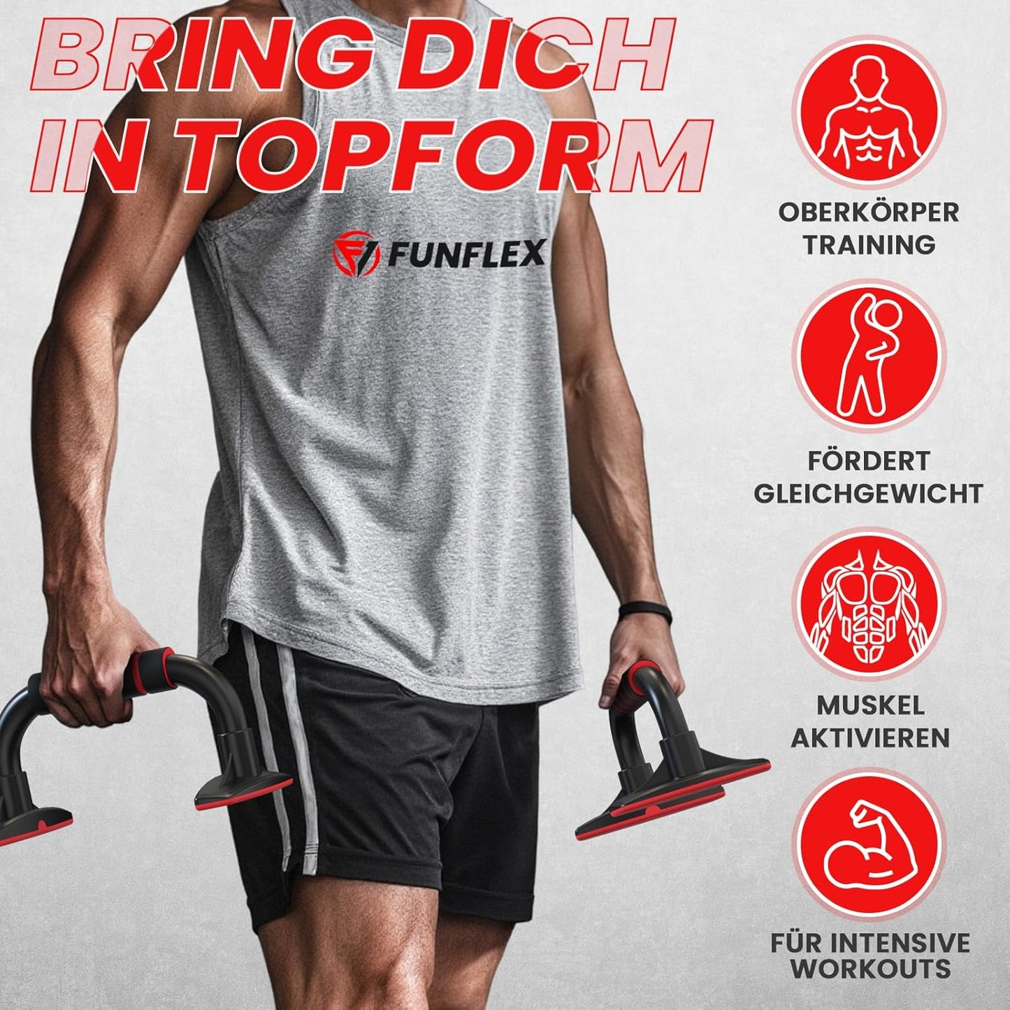 Push-up Bars mit rutschfestem Griff -Liegestützgriffe, Rot